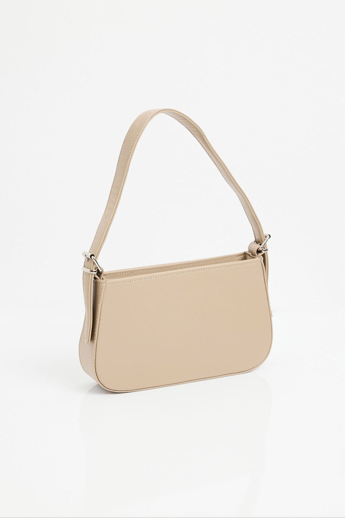 Image of 010172 Flat Baguette Shoulder Bag - Beige