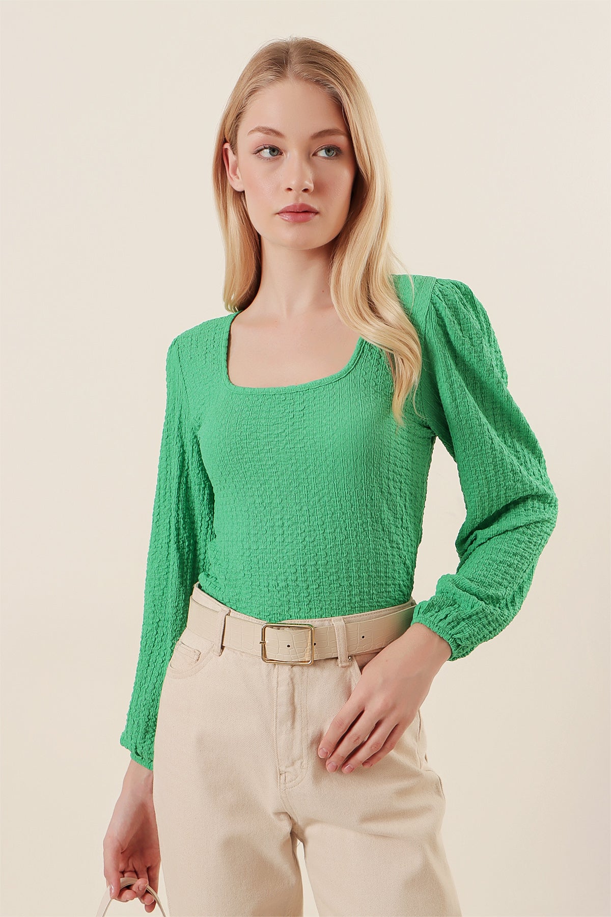 Image of 0442 Bluză cu mânecă lungă - Verde