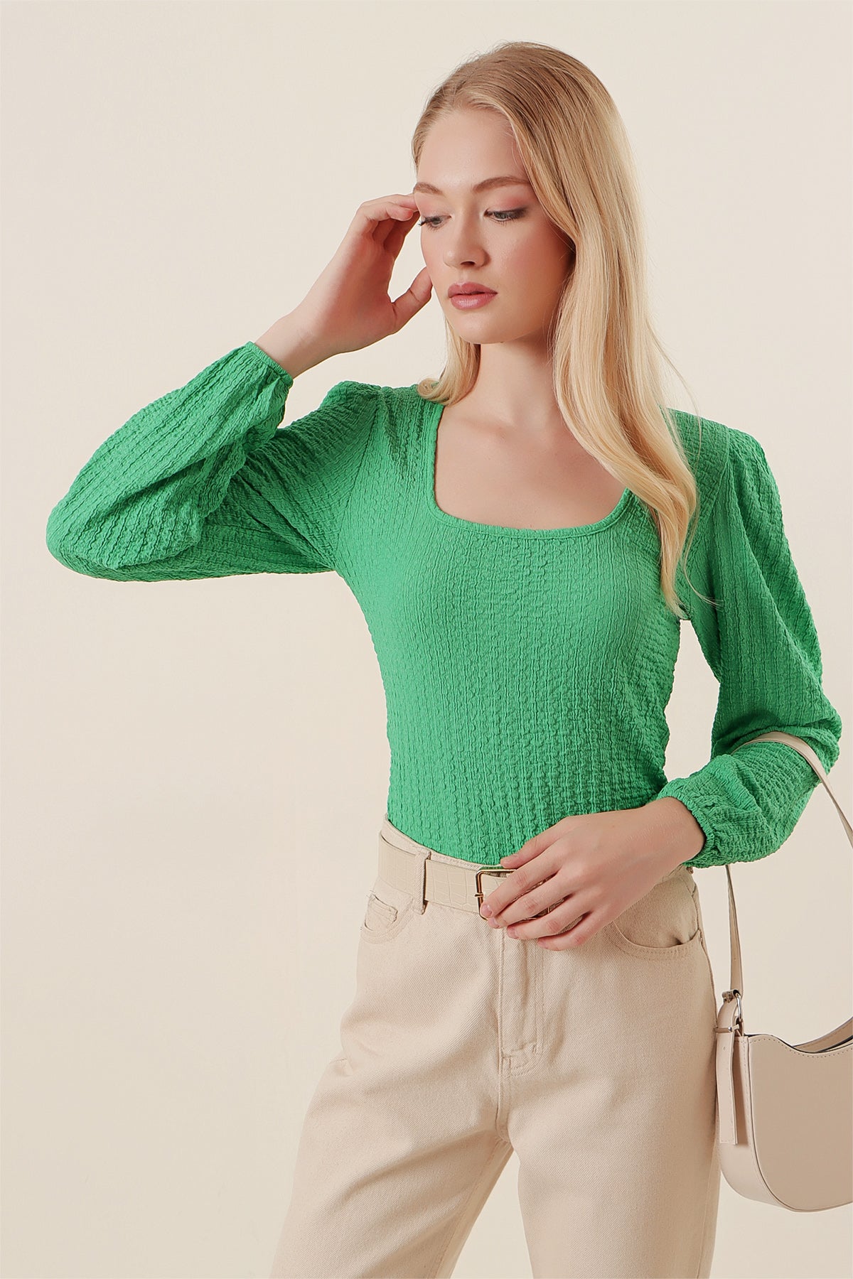 Image of 0442 Bluză cu mânecă lungă - Verde