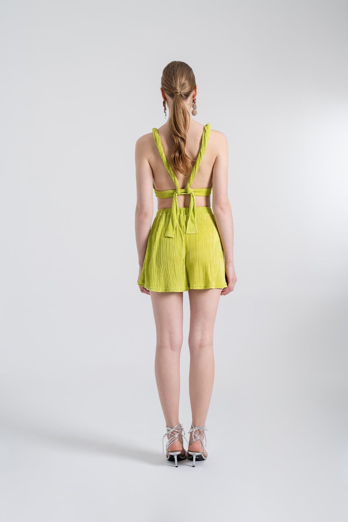 Image of Beli Lastikli Mini Comfy Şort Yeşil