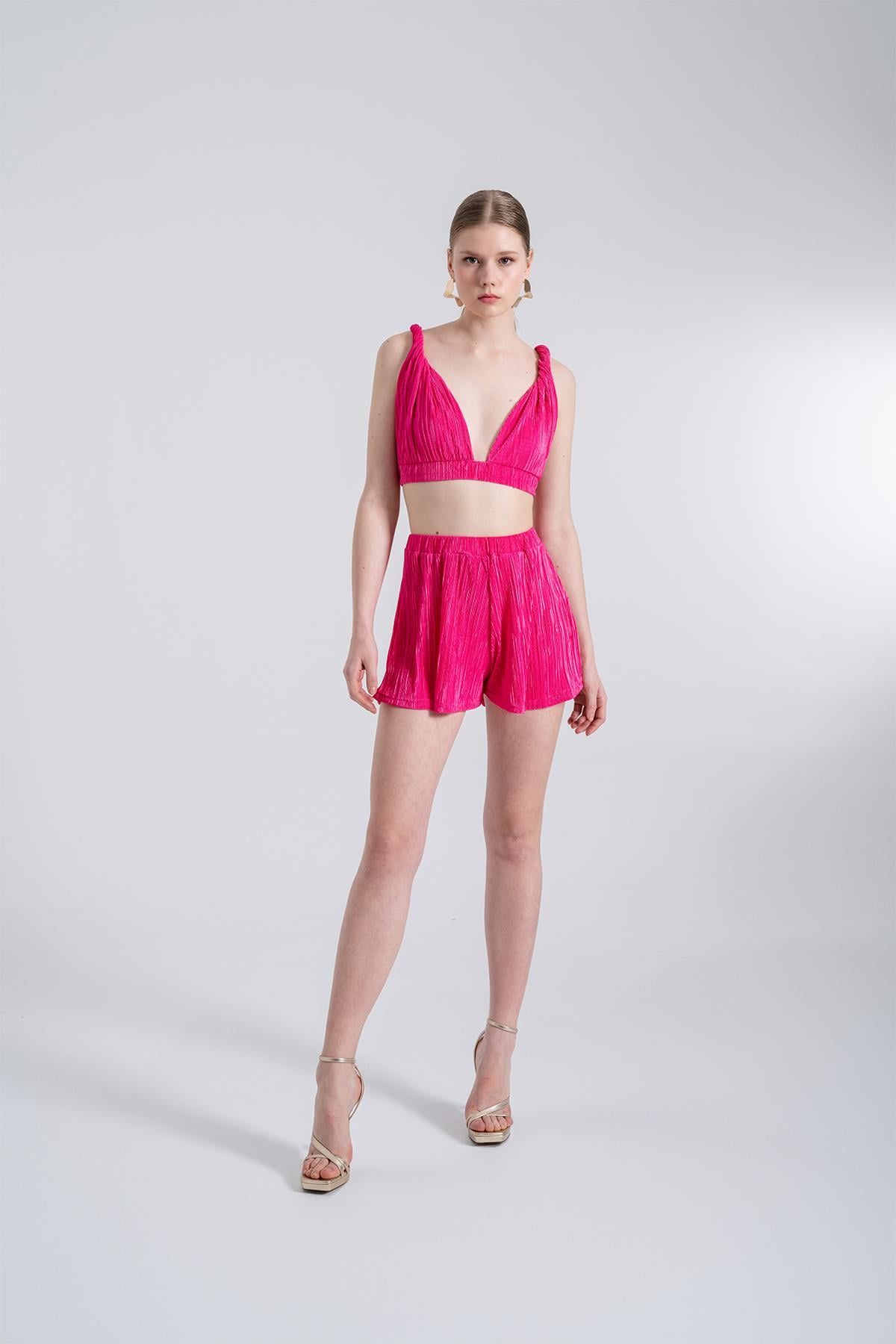 Image of Beli Lastikli Mini Comfy Şort Pembe