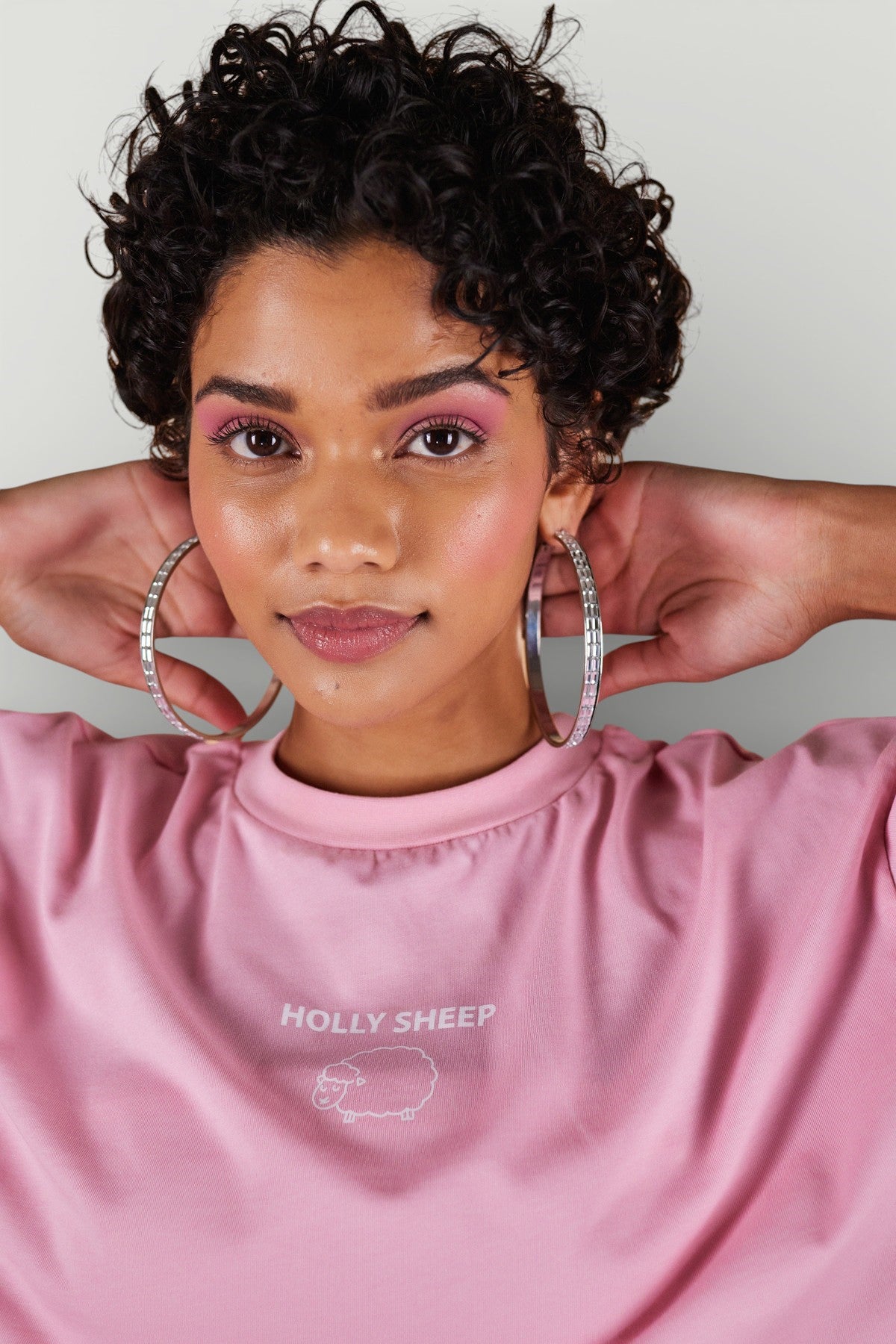 Image of Bisiklet Yaka Holly Crop Tshirt Pembe