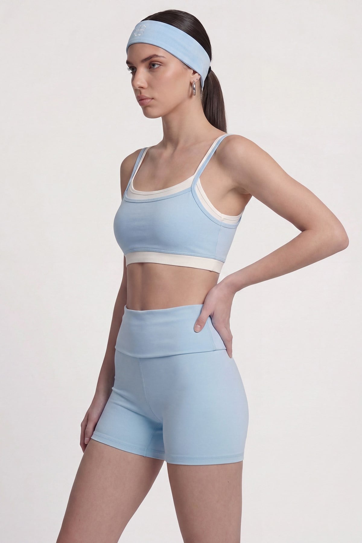Image of Beli Kıvrımlı Mini Kacie Şort Mavi