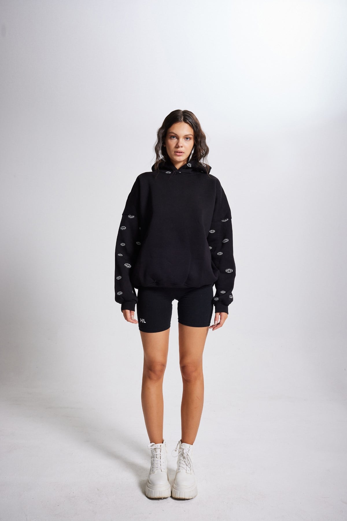 Image of Oversize Kapüşonlu Unisex Eye Sweat Siyah
