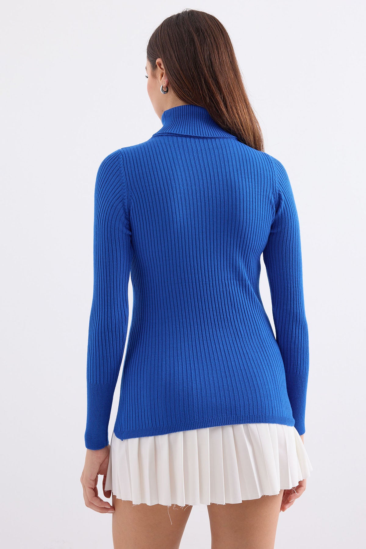 Image of Pulover tricotat cu guler înalt 10311 - Bleumarin