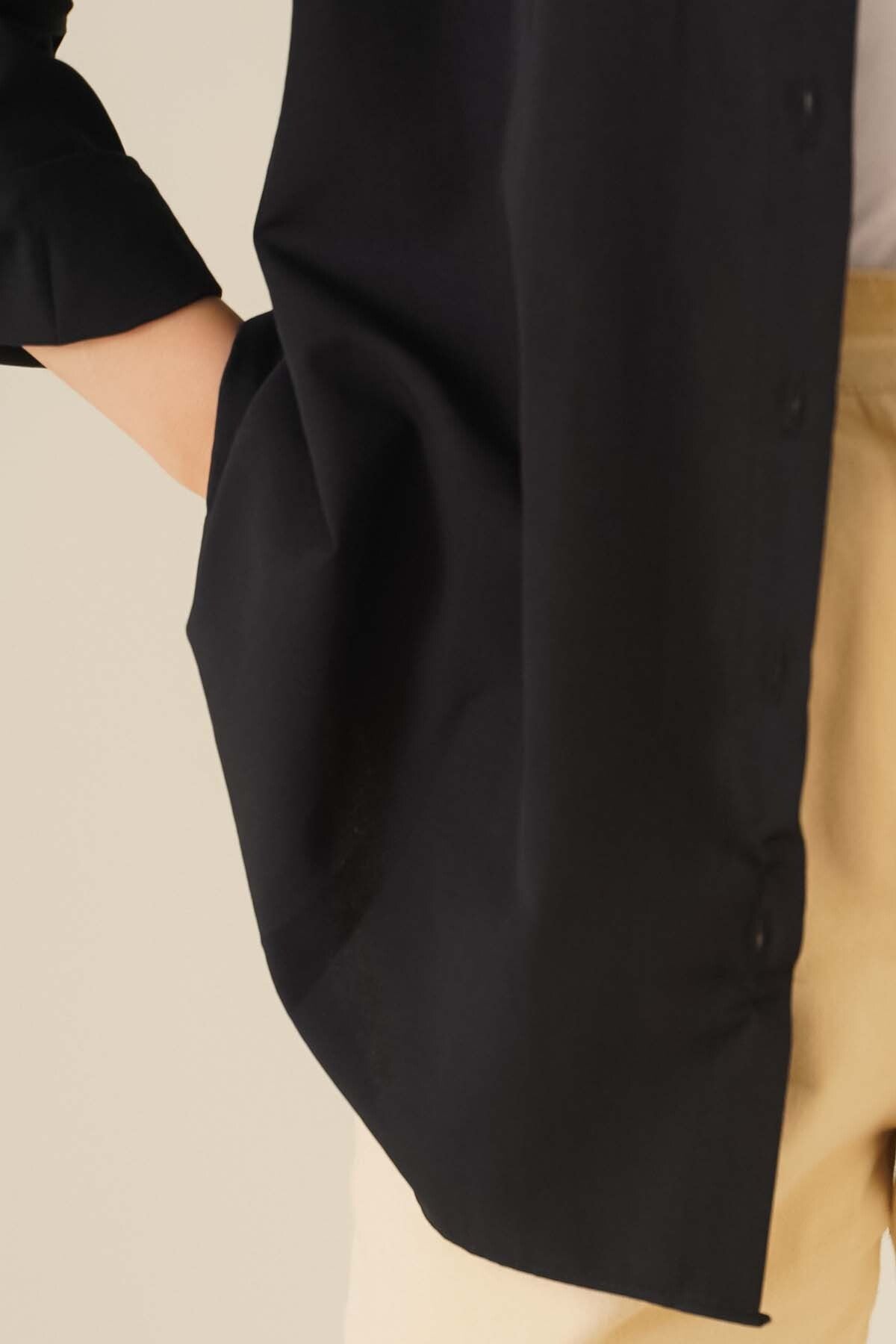 Image of 103901 Cămașă Hijab Basic Supradimensionată - Negru