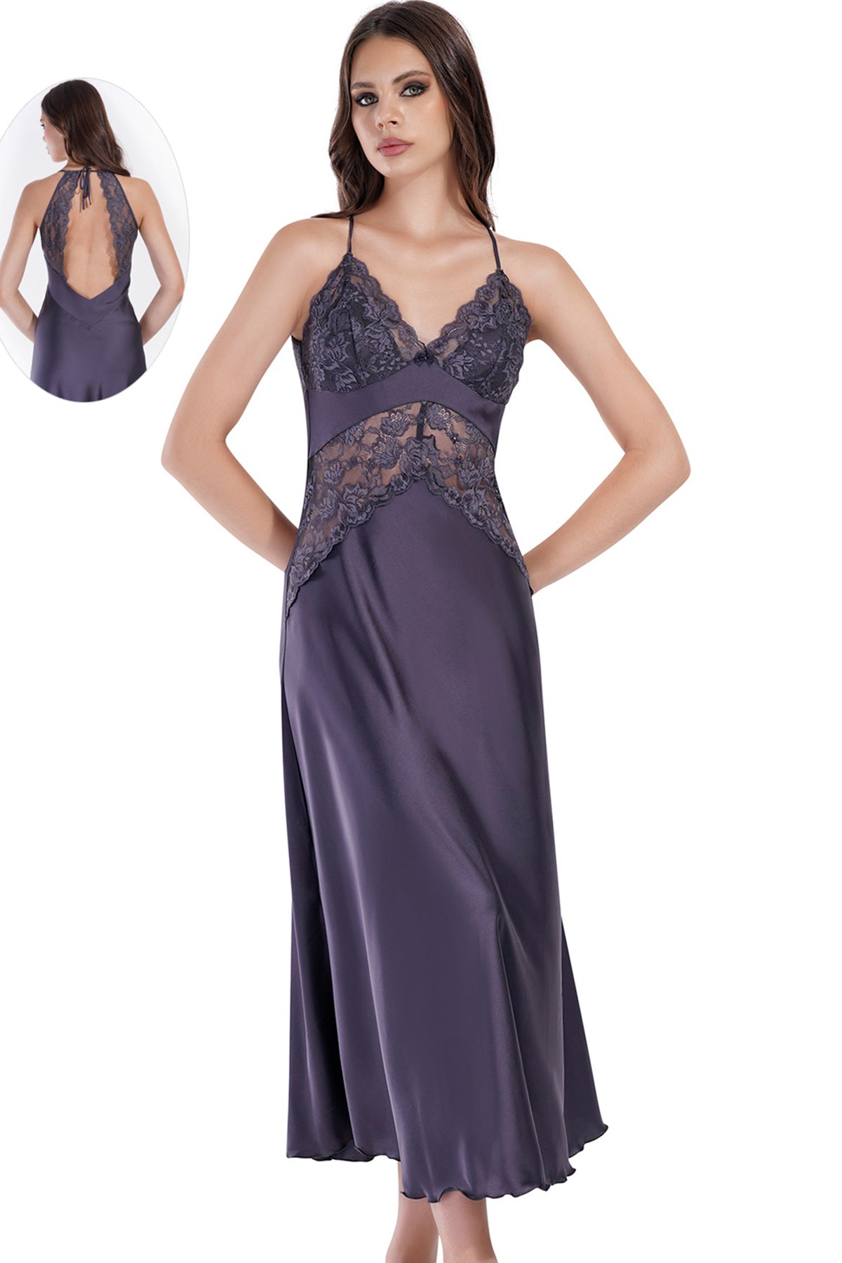 Image of KADIN SATEEN UZUN BOY IP ASKILI TUNIK