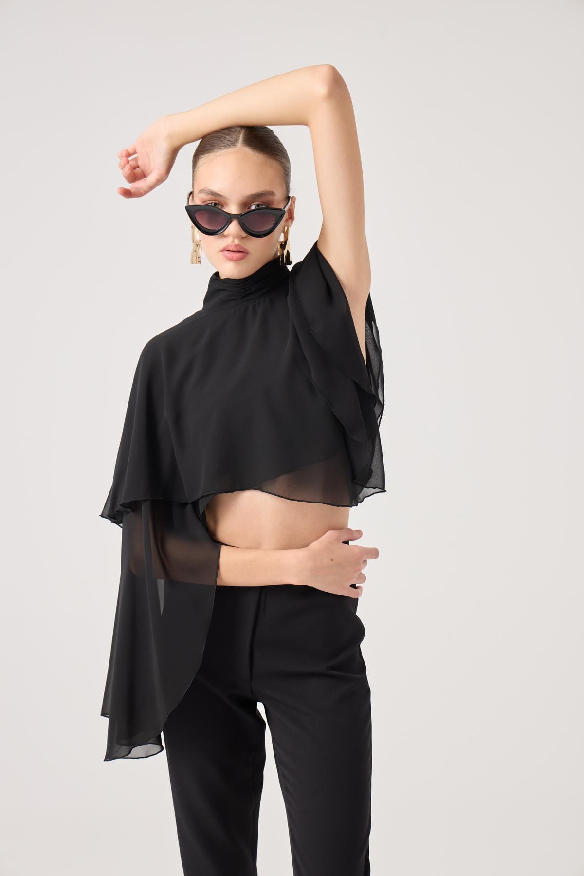 Image of Pelerin Model Bena Bluz Siyah