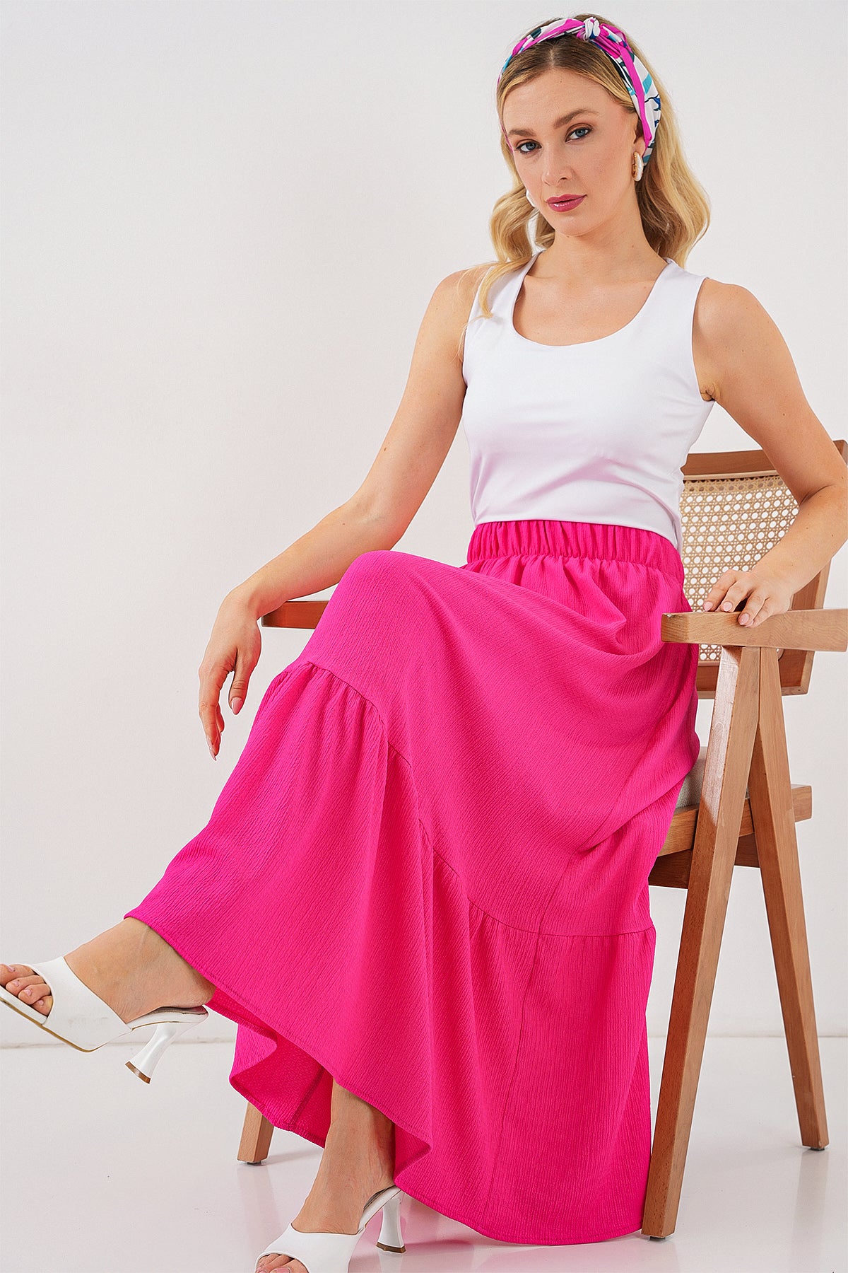 Image of 1886 Long Knitted Skirt - A.Fuchsia