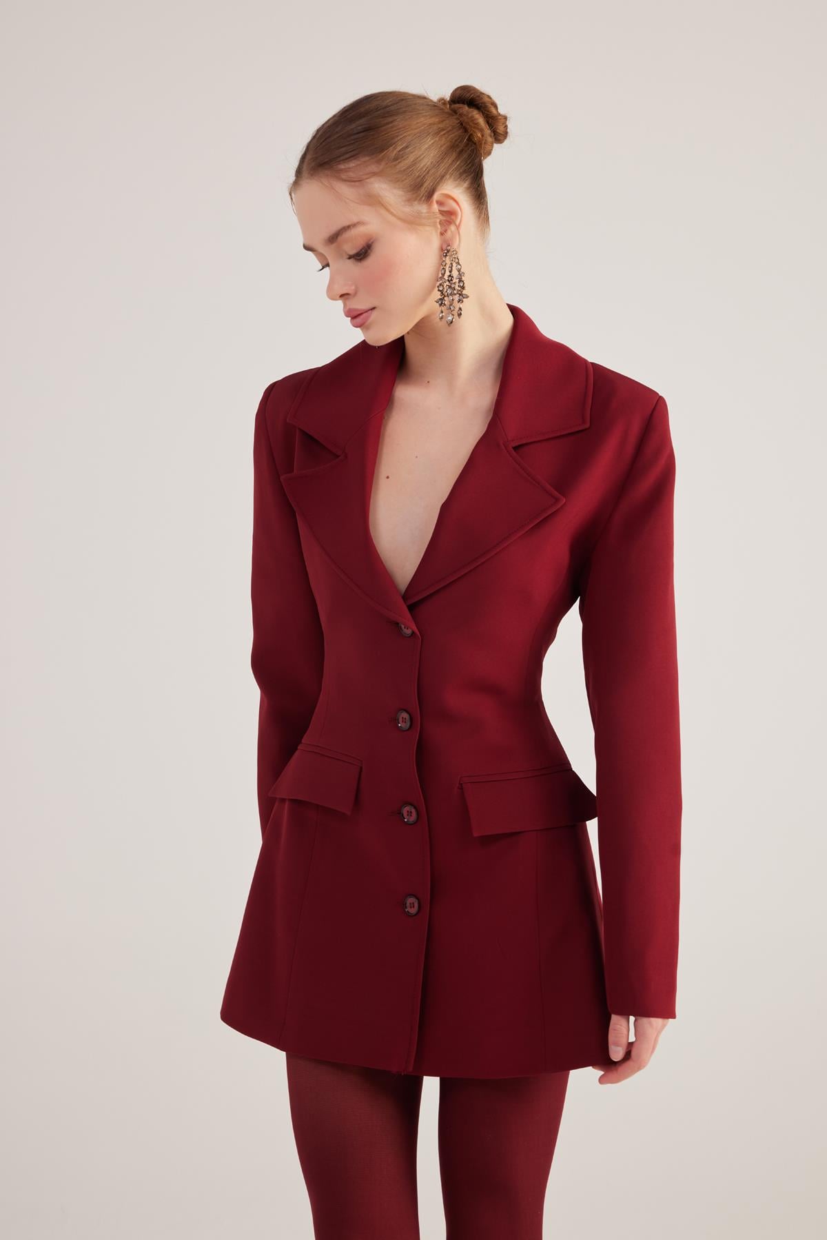 Image of Belden Oturmalı Fit Kesim Deja Blazer Ceket Bordo
