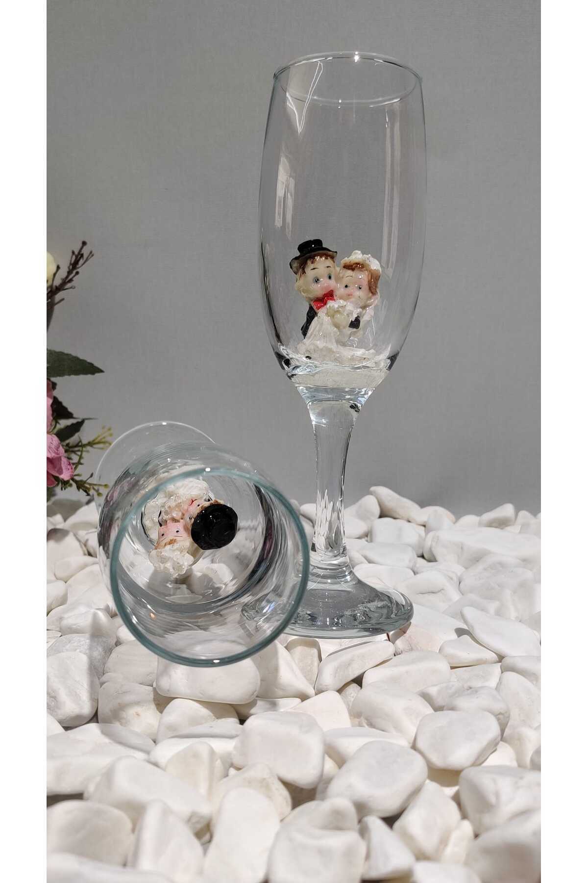Image of Gelin Damat Figürlü Bardak - Kahve yanı 2 li