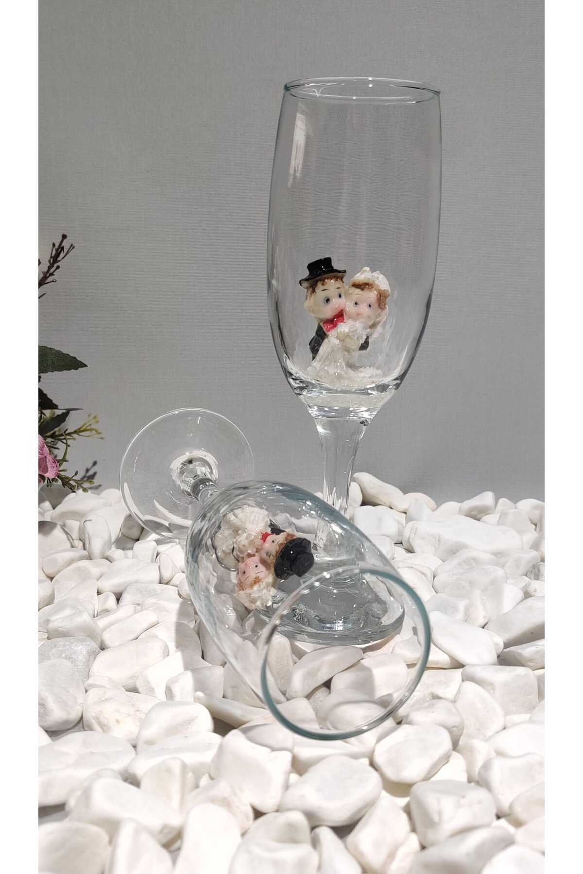 Image of Gelin Damat Figürlü Bardak - Kahve yanı 2 li