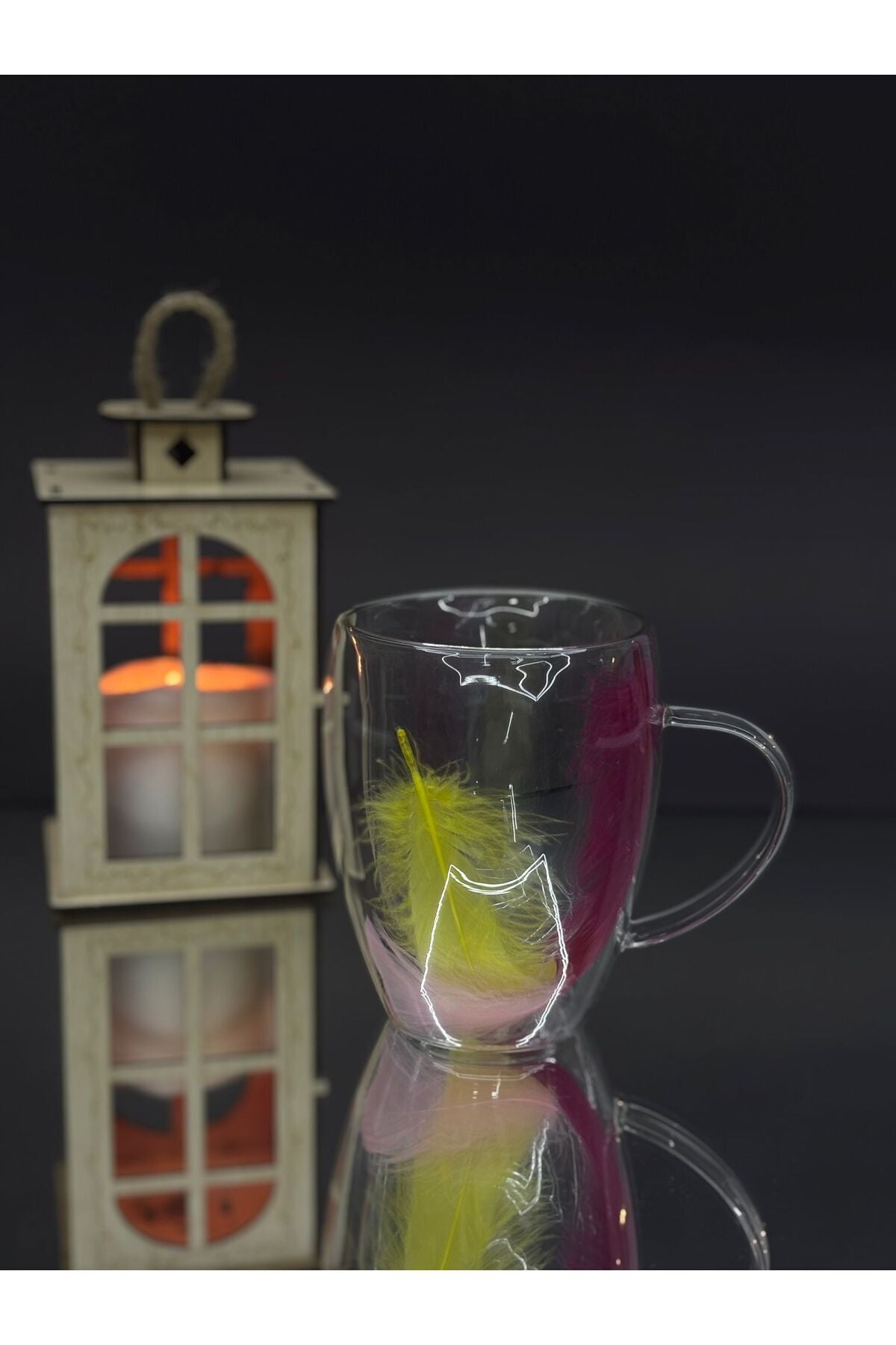 Image of Tüylü Çift Cidarlı Kulplu Cam Bardak