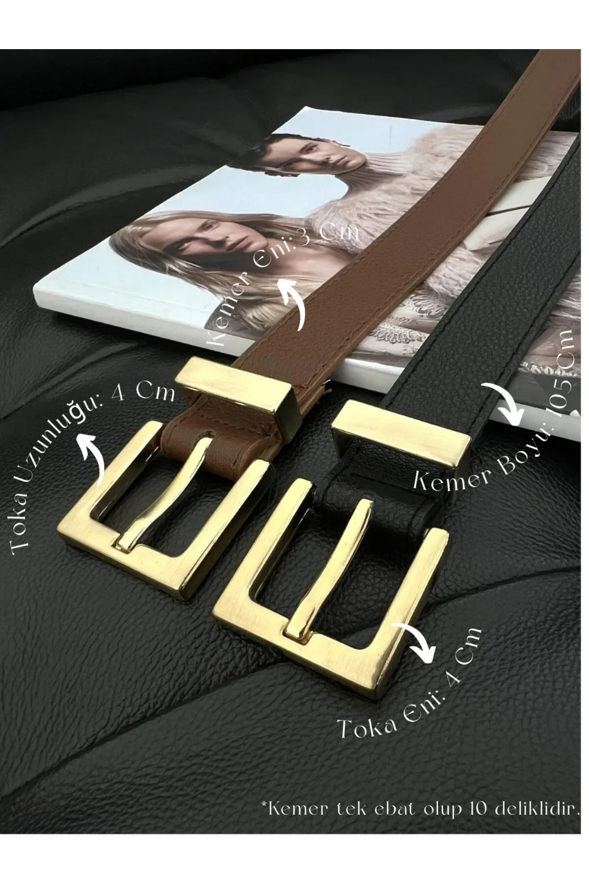 Image of 4'lü Kare Tokalı Köprülü Kadın Kemeri, Pantolon Kemeri, Ceket Kemeri, Elbise Kemeri