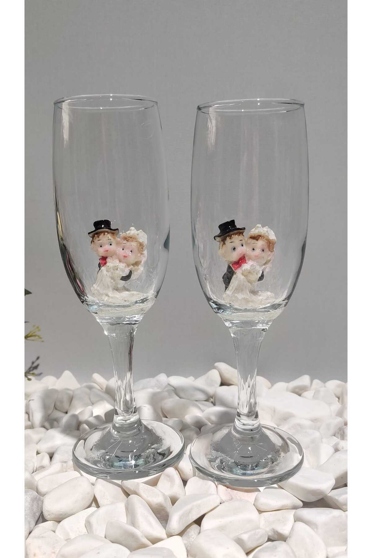 Image of Gelin Damat Figürlü Bardak - Kahve yanı 2 li