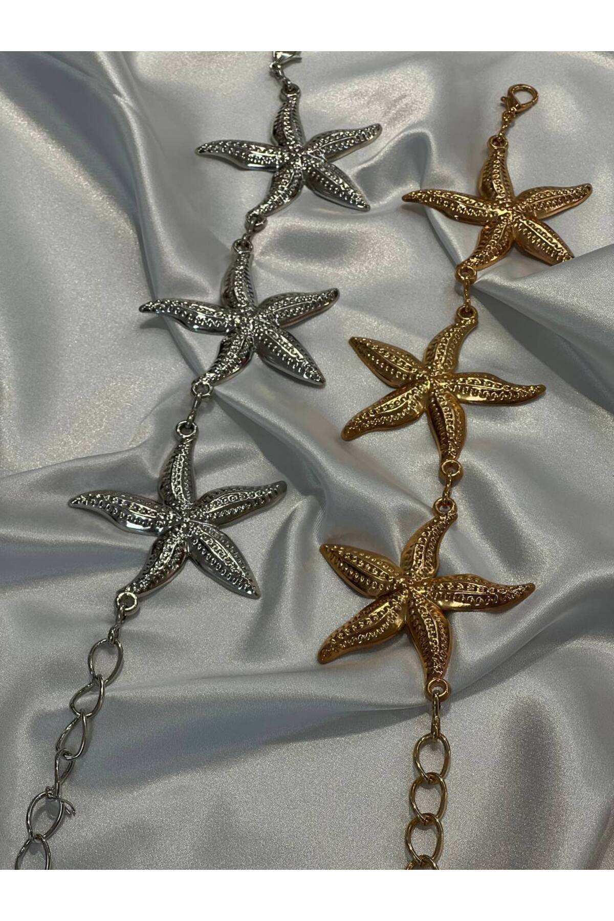 Image of Yıldız Gold Ve Gümüş Detaylı Kadın Bel Zinciri Bel Kemeri,Elbise Kemeri,Etek Kemeri,Pantolon Kemeri
