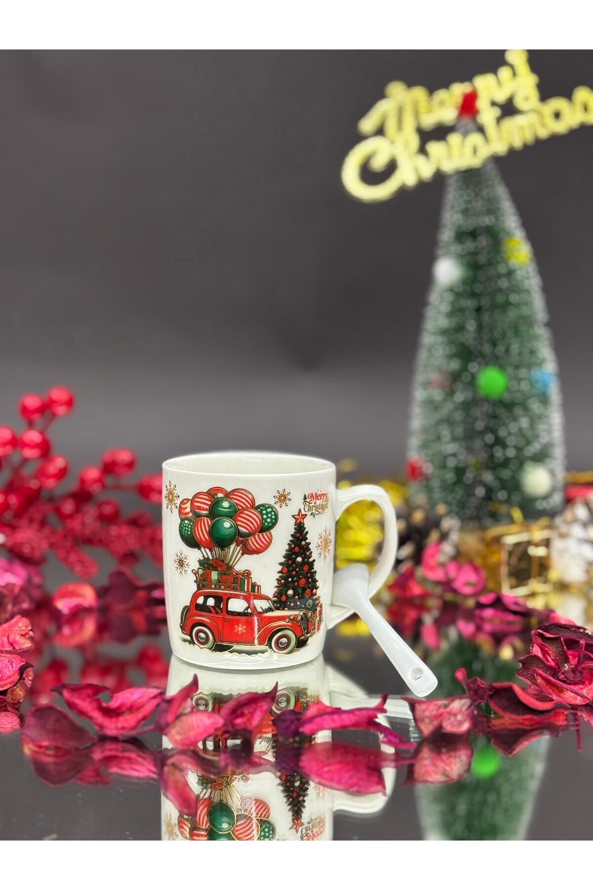 Image of Noel Baba Seramik Kaşıklı Kupa Bardak 5