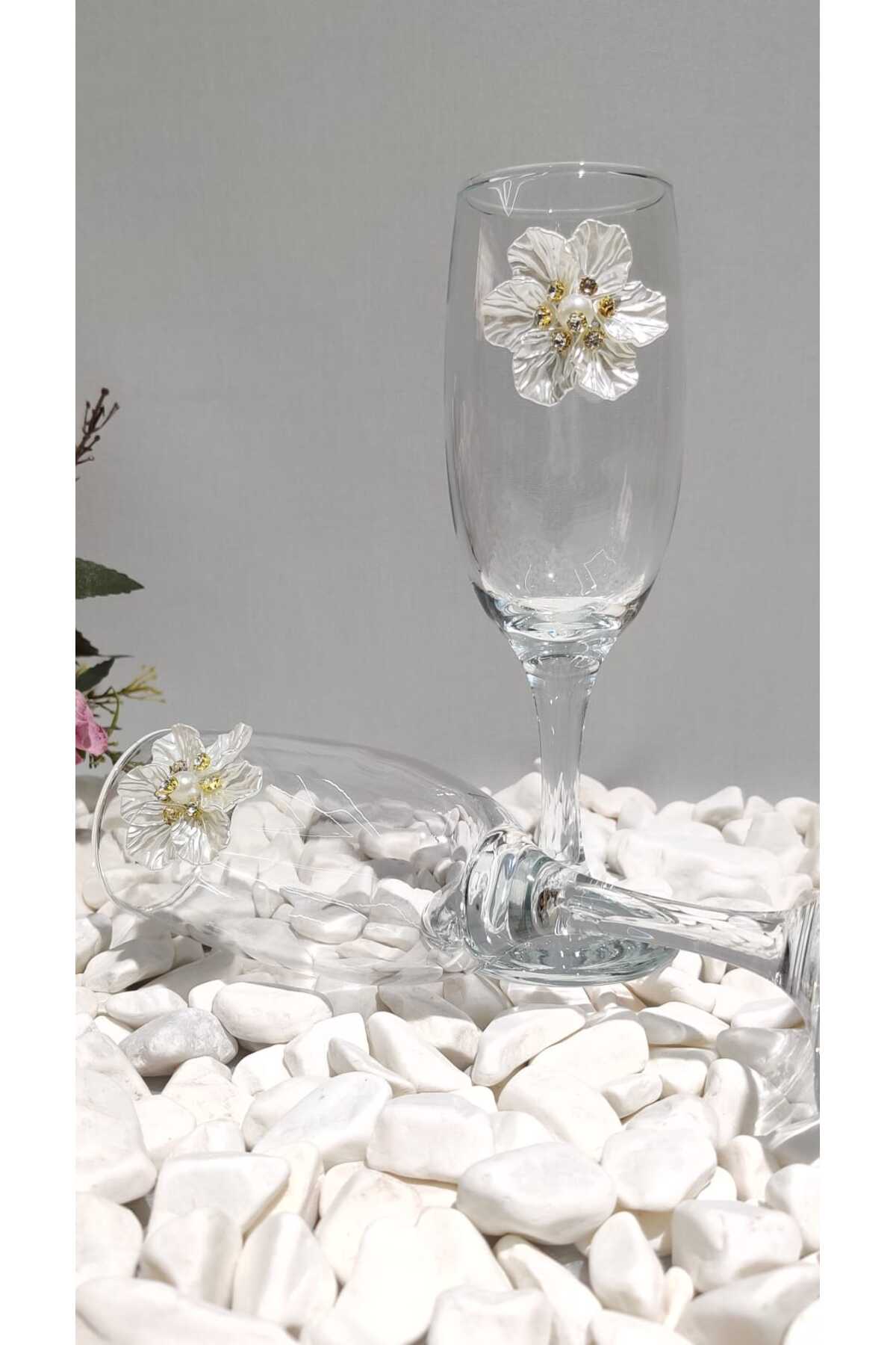 Image of Çiçek Varaklı Kokteyl Kadehi 2’li – (Kahve Yanı Su / Kokteyl Bardağı 190 ml)