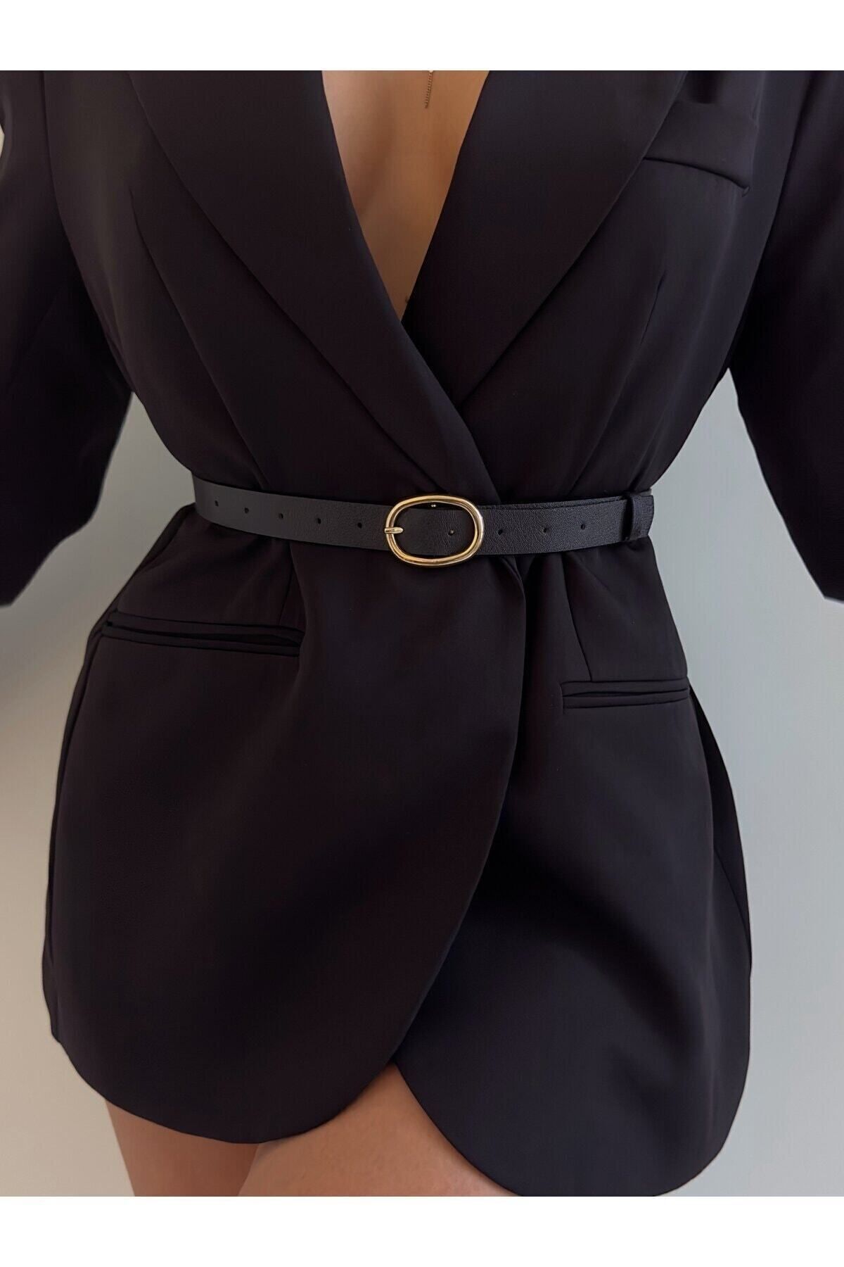 Image of Oval Gold Tokalı Kadın Pantolon Kemeri, Ceket Kemeri, Elbise Kemeri, Gömlek Kemeri