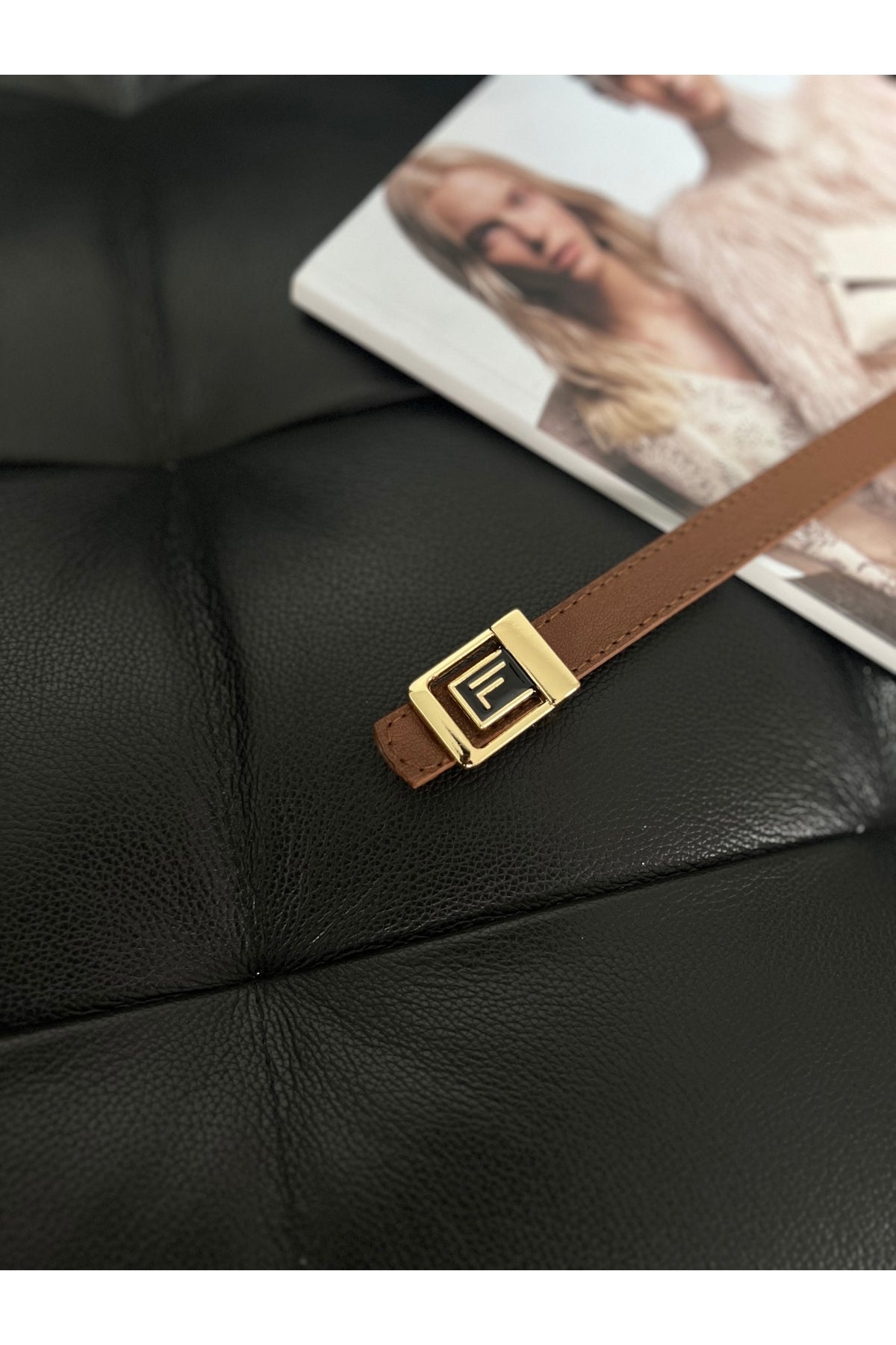 Image of 2'li F Logolu Gold-gümüş Tokalı Kadın Kemeri, Gold Kadın Kemeri, Pantolon Kemeri, Ceket Kemeri