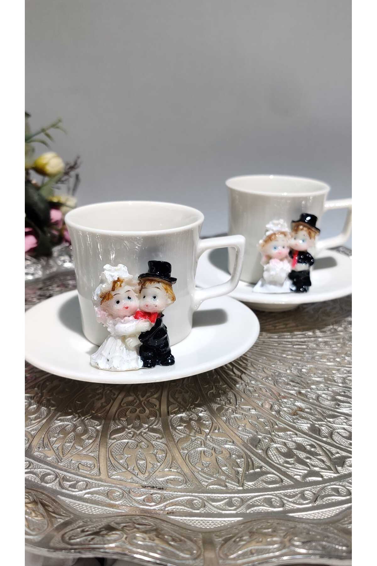 Image of Gelin Damat Motifli 2'li Porselen Fincan Takımı