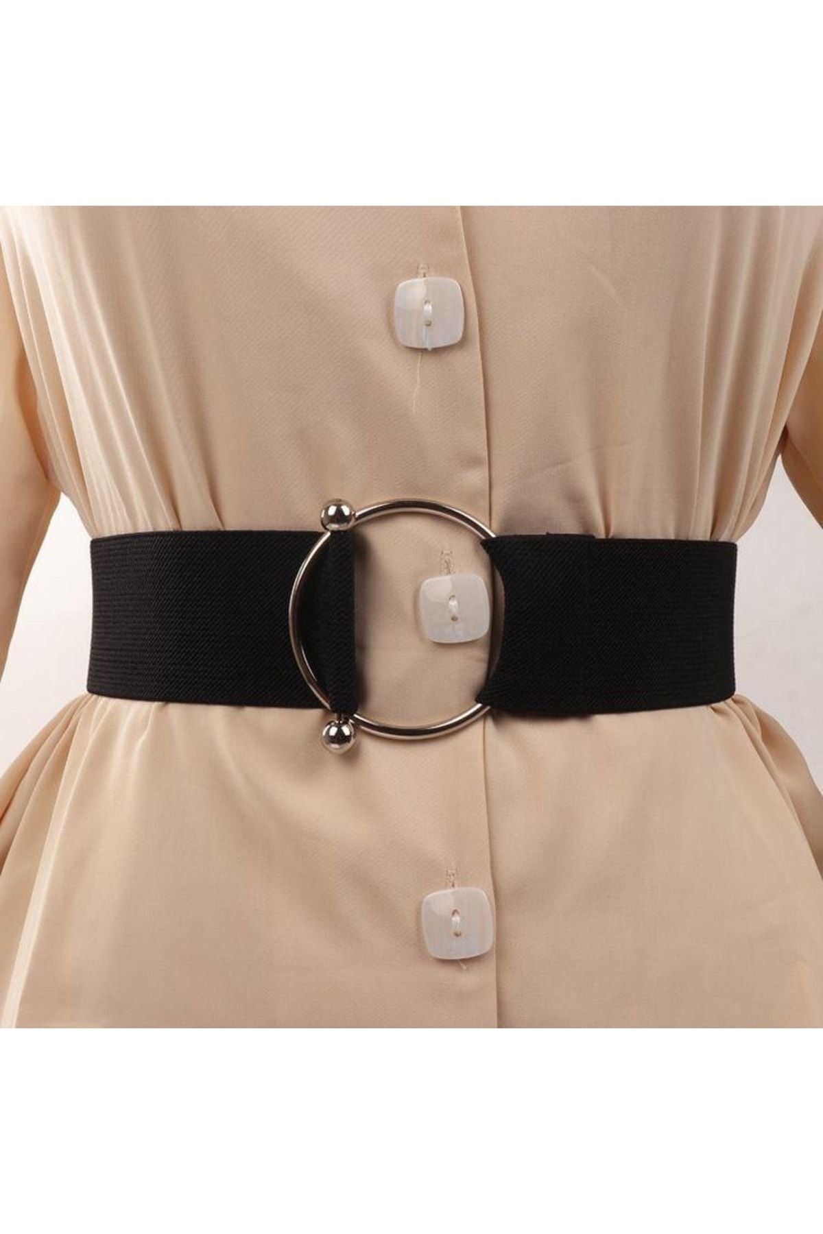 Image of 2'li Halka Ve Halter Tokalı Elastik Kadın Kemeri, Ceket Kemeri, Gömlek Kemeri, Elbise Kemeri