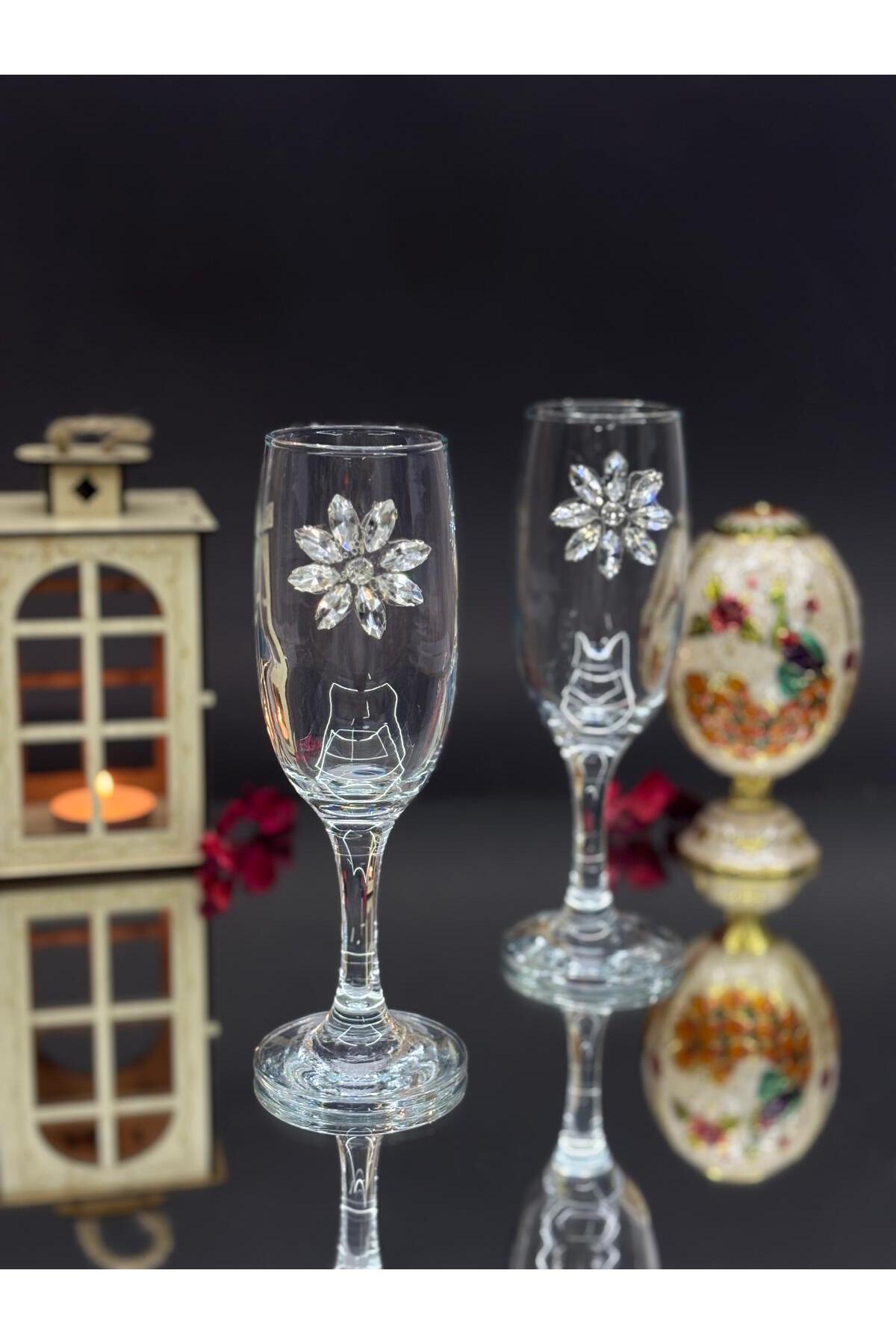 Image of Kristal Çiçekli Kahve Yanı 2’li – 190 ml