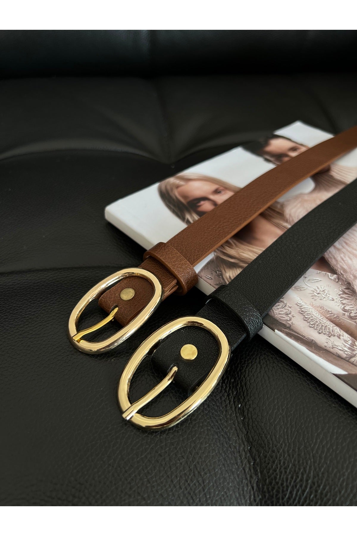 Image of Oval Gold Tokalı Kadın Pantolon Kemeri, Ceket Kemeri, Elbise Kemeri, Gömlek Kemeri
