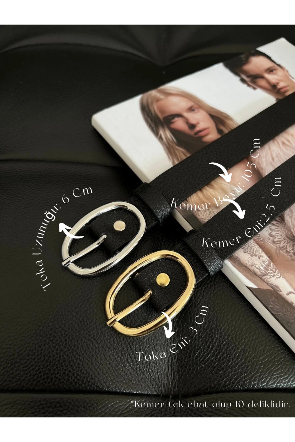 Image of Oval Gold Tokalı Kadın Pantolon Kemeri, Ceket Kemeri, Elbise Kemeri, Gömlek Kemeri