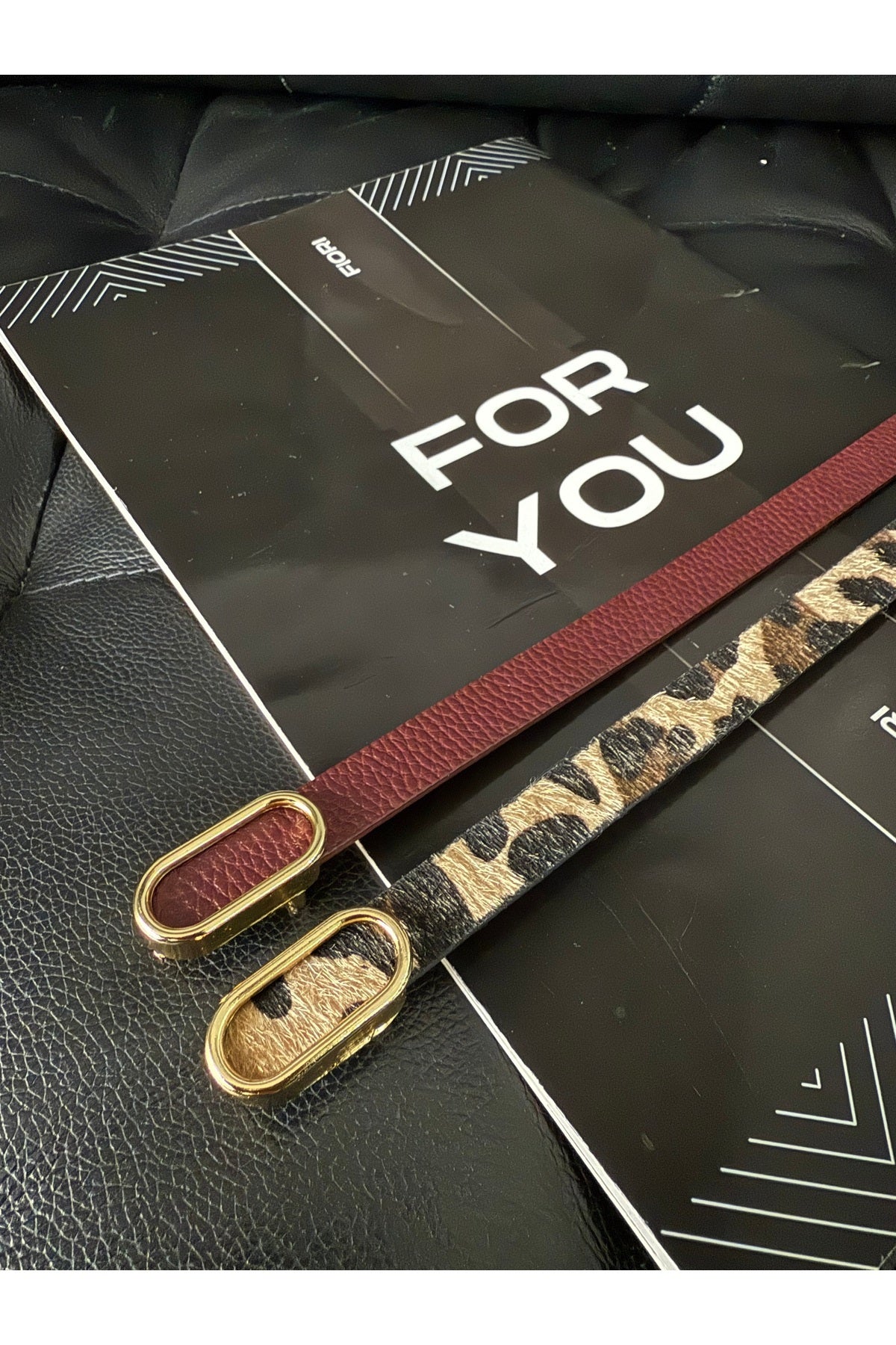 Image of 2’li Ithal Oval Gold Tokalı Ince Kemer, Pantolon Kemeri, Gömlek Kemeri, Ceket Kemeri