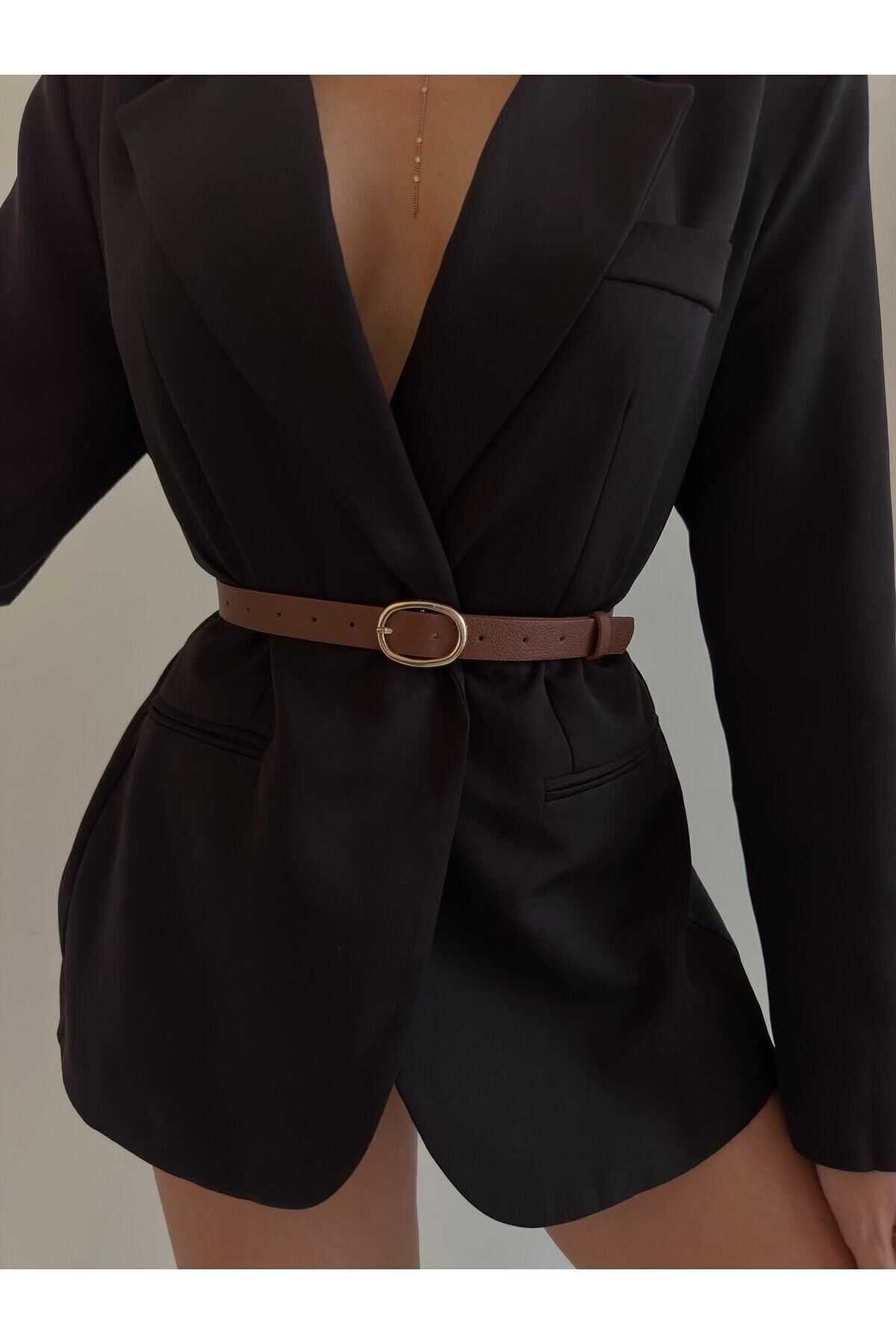 Image of Oval Gold Tokalı Kadın Pantolon Kemeri, Ceket Kemeri, Elbise Kemeri, Gömlek Kemeri