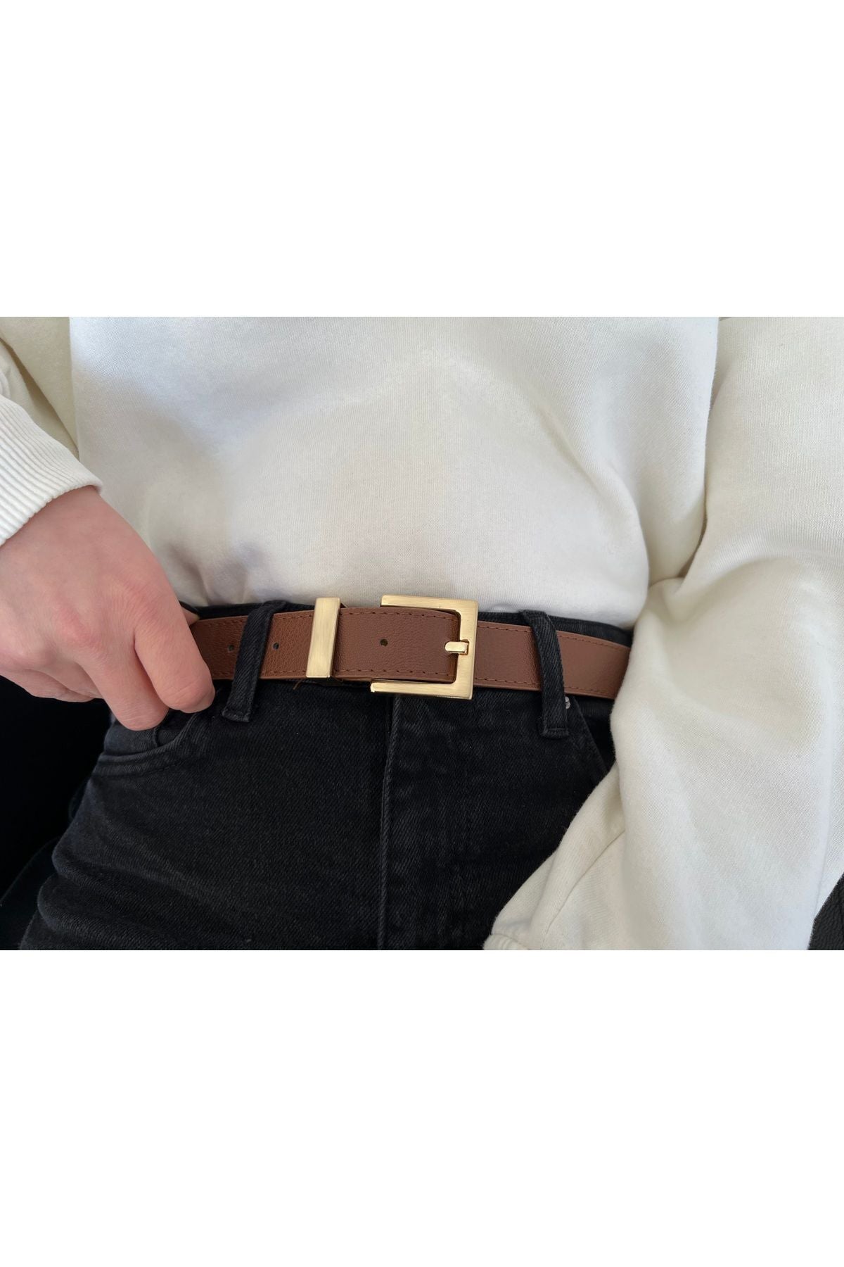Image of 4'lü Kare Tokalı Köprülü Kadın Kemeri, Pantolon Kemeri, Ceket Kemeri, Elbise Kemeri