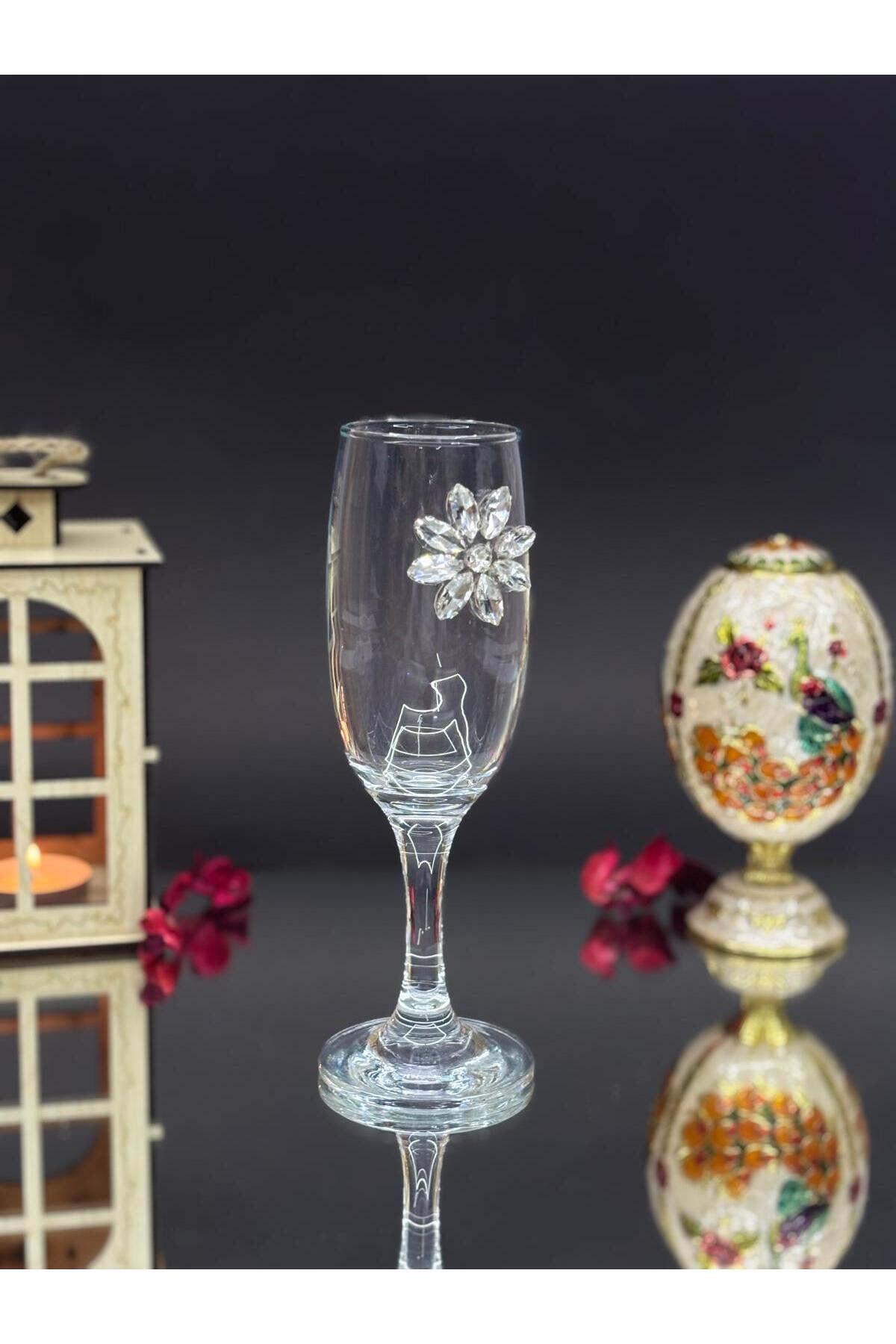 Image of Kristal Çiçekli Kahve Yanı 2’li – 190 ml