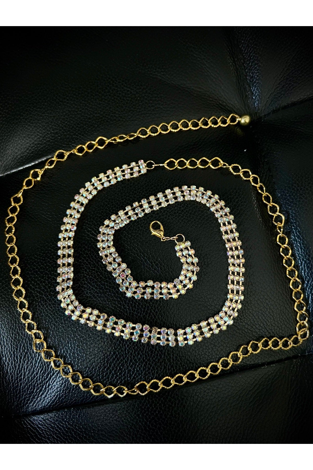 Image of Kadın Gold Taşlı Zincir Kemer