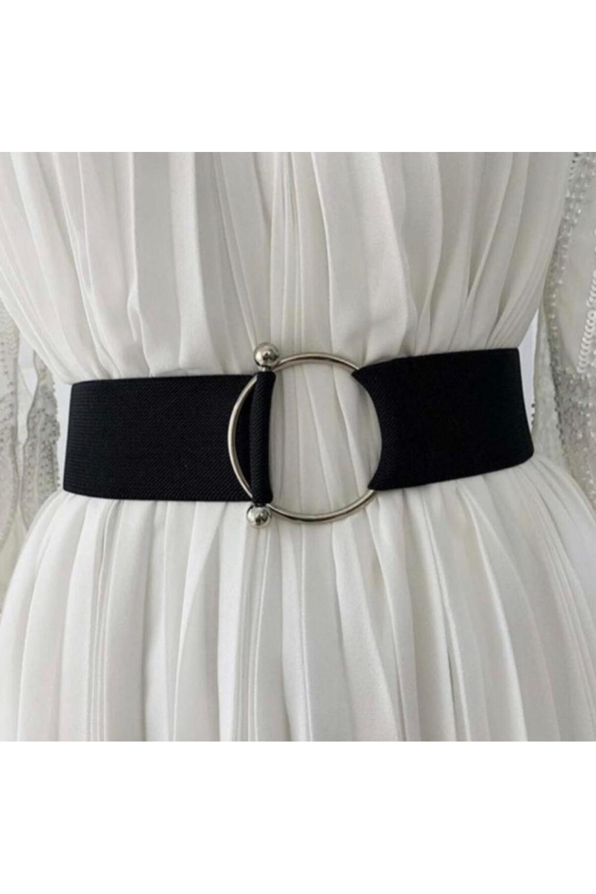 Image of 2'li Halka Ve Halter Tokalı Elastik Kadın Kemeri, Ceket Kemeri, Gömlek Kemeri, Elbise Kemeri