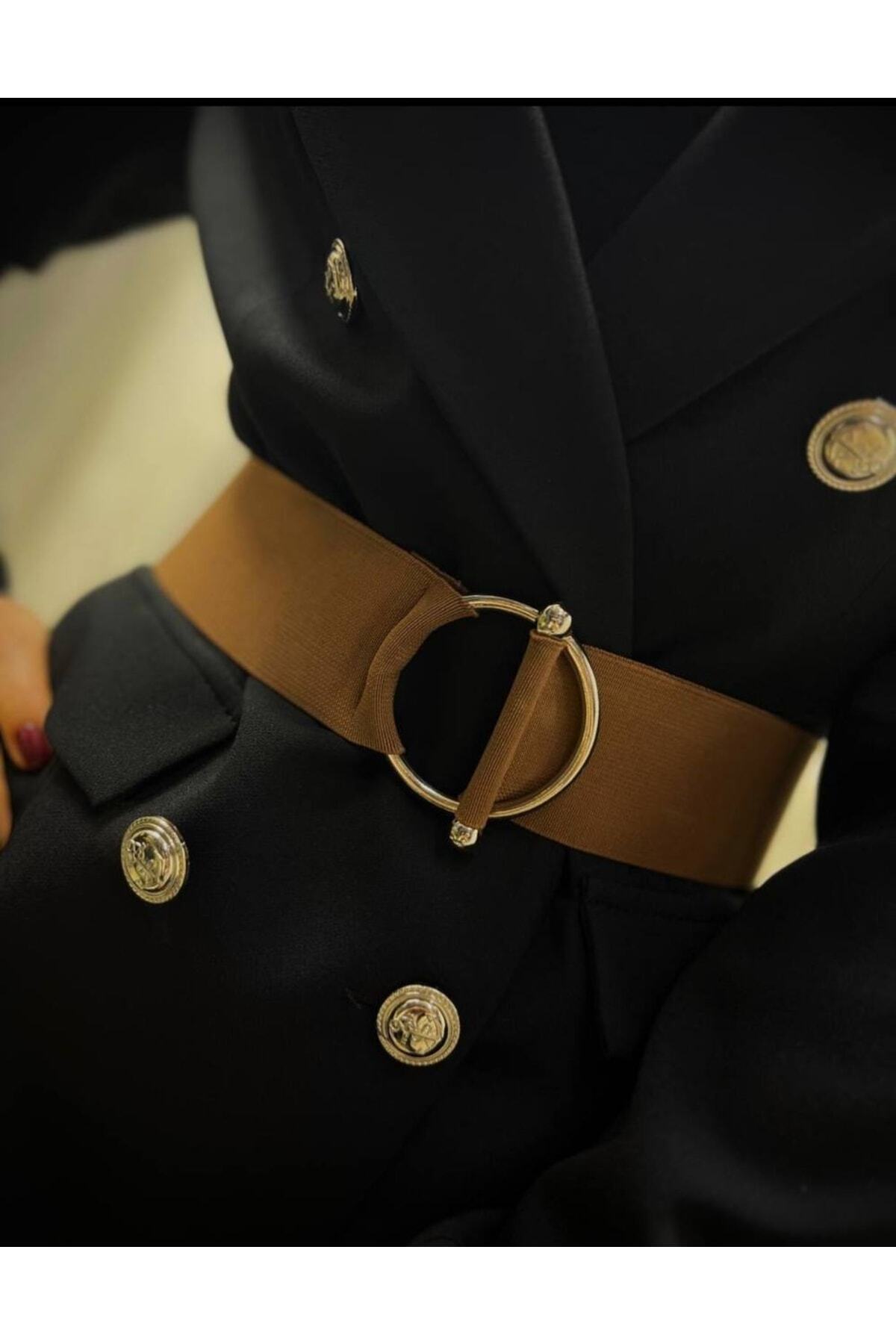 Image of 2'li Halka Ve Halter Tokalı Elastik Kadın Kemeri, Ceket Kemeri, Gömlek Kemeri, Elbise Kemeri