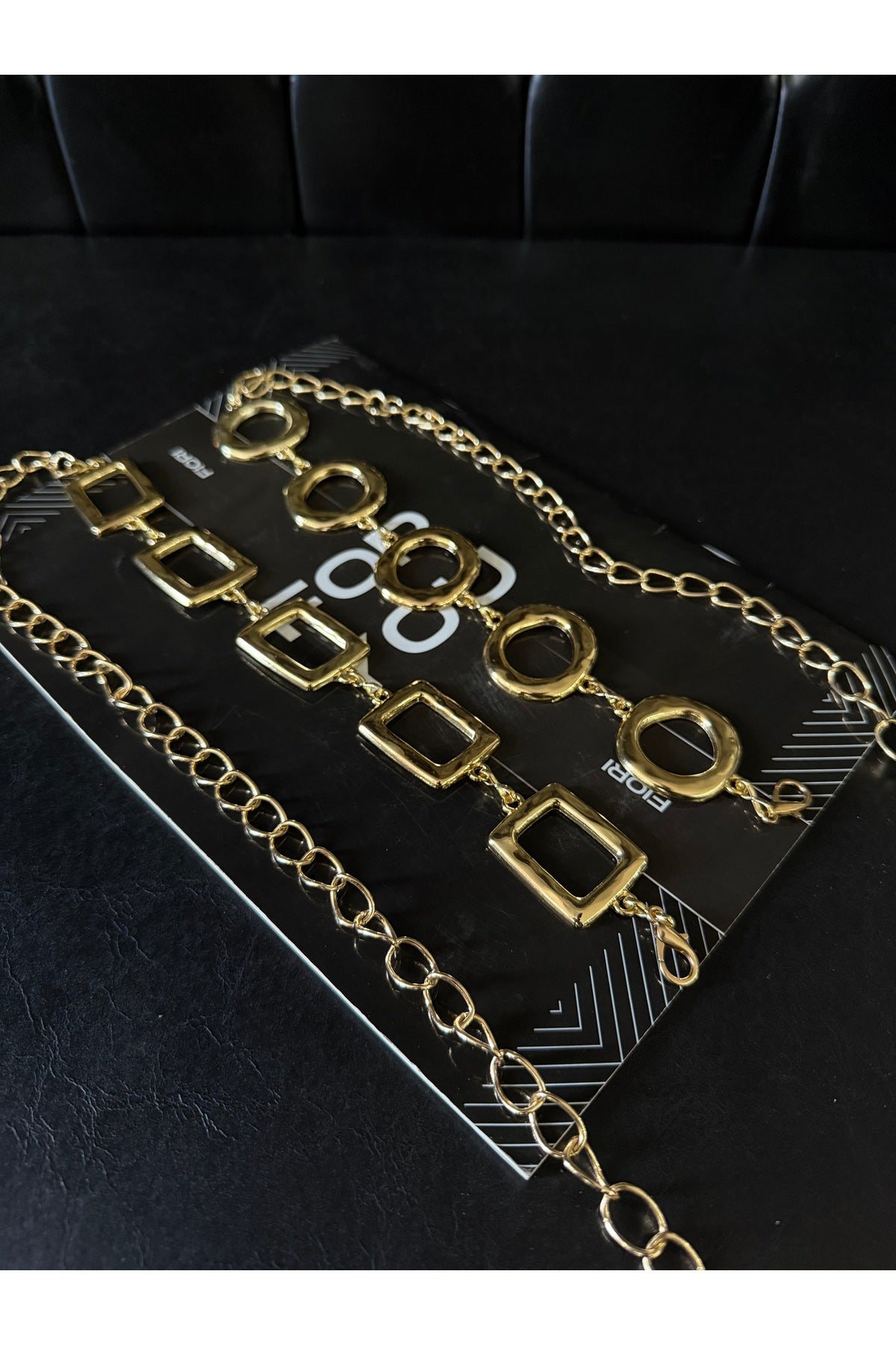 Image of 2'li Kare Gold Gümüş Detaylı Kadın Bel Zinciri Detaylı Kadın Bel Zinciri Bel Kemeri,Elbise Kemeri,