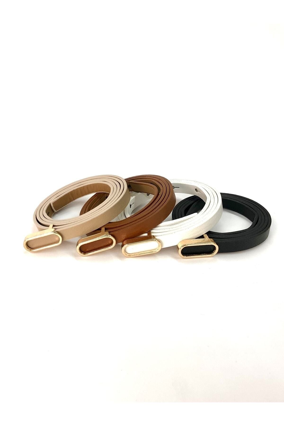 Image of 2’li Ithal Oval Gold Tokalı Ince Kemer, Pantolon Kemeri, Gömlek Kemeri, Ceket Kemeri