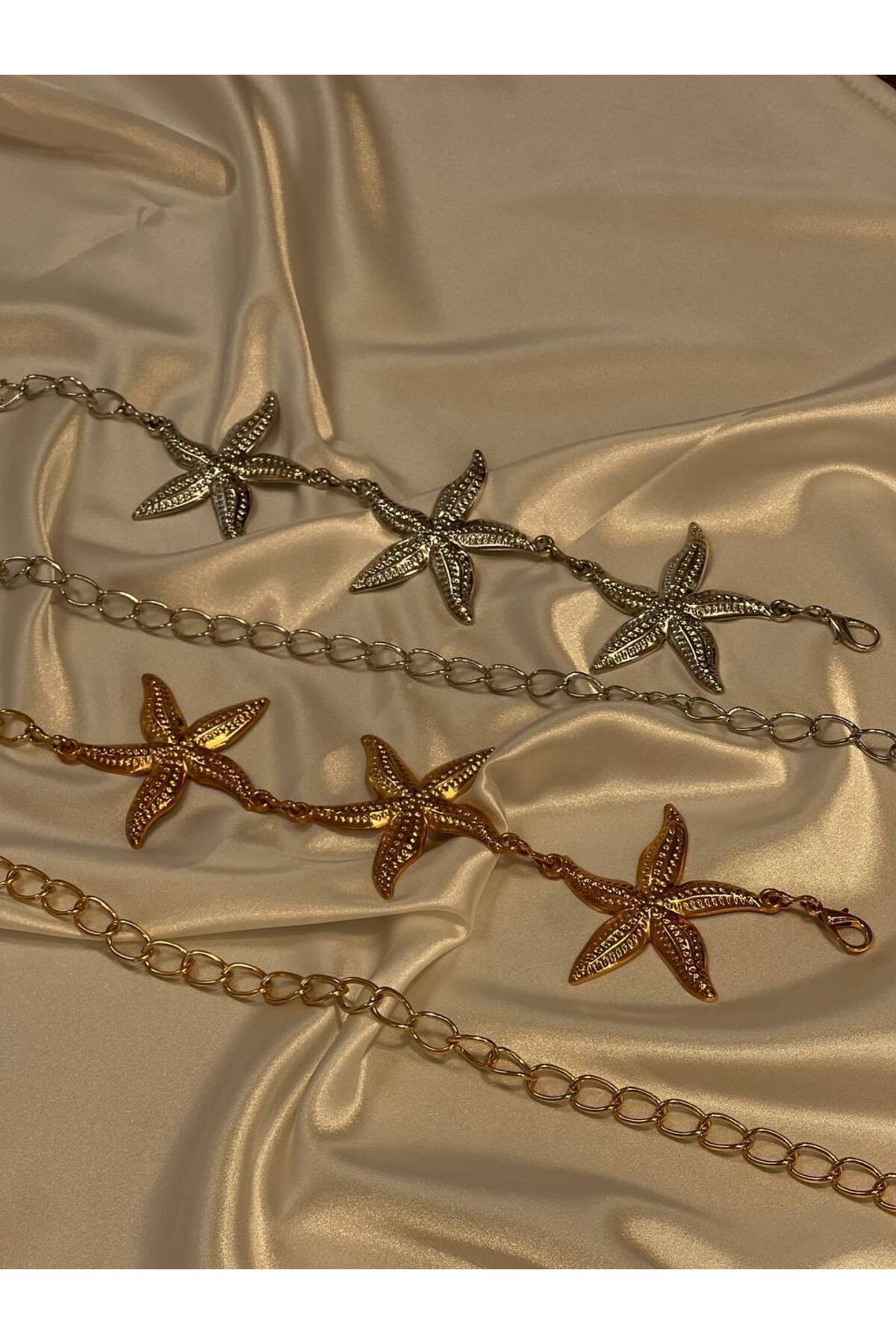 Image of Yıldız Gold Ve Gümüş Detaylı Kadın Bel Zinciri Bel Kemeri,Elbise Kemeri,Etek Kemeri,Pantolon Kemeri