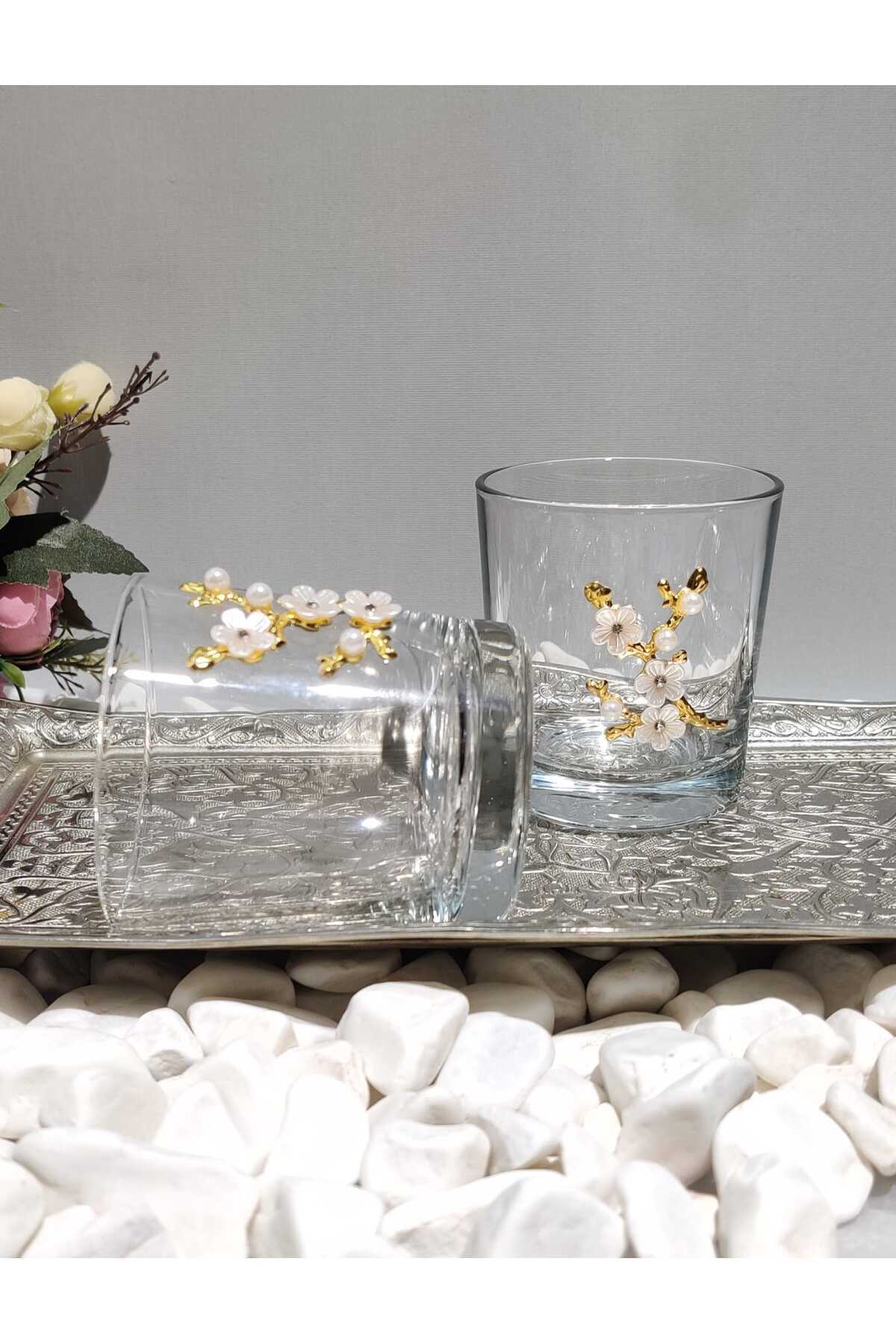Image of Bahar Dalı Cam Kahve Yanı & Meşrubat Bardağı – 190 ml (2’li Set)