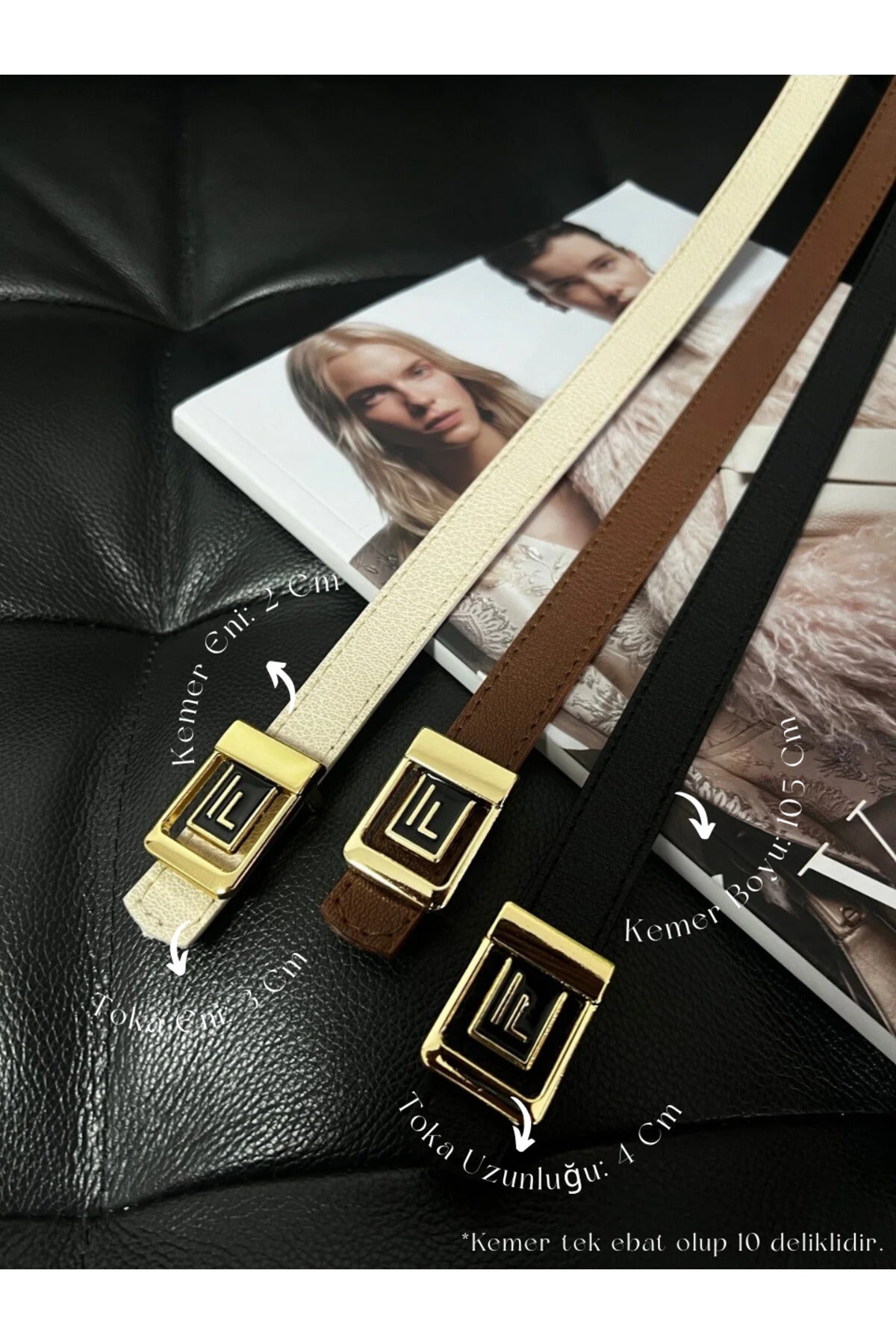 Image of 2'li F Logolu Gold-gümüş Tokalı Kadın Kemeri, Gold Kadın Kemeri, Pantolon Kemeri, Ceket Kemeri