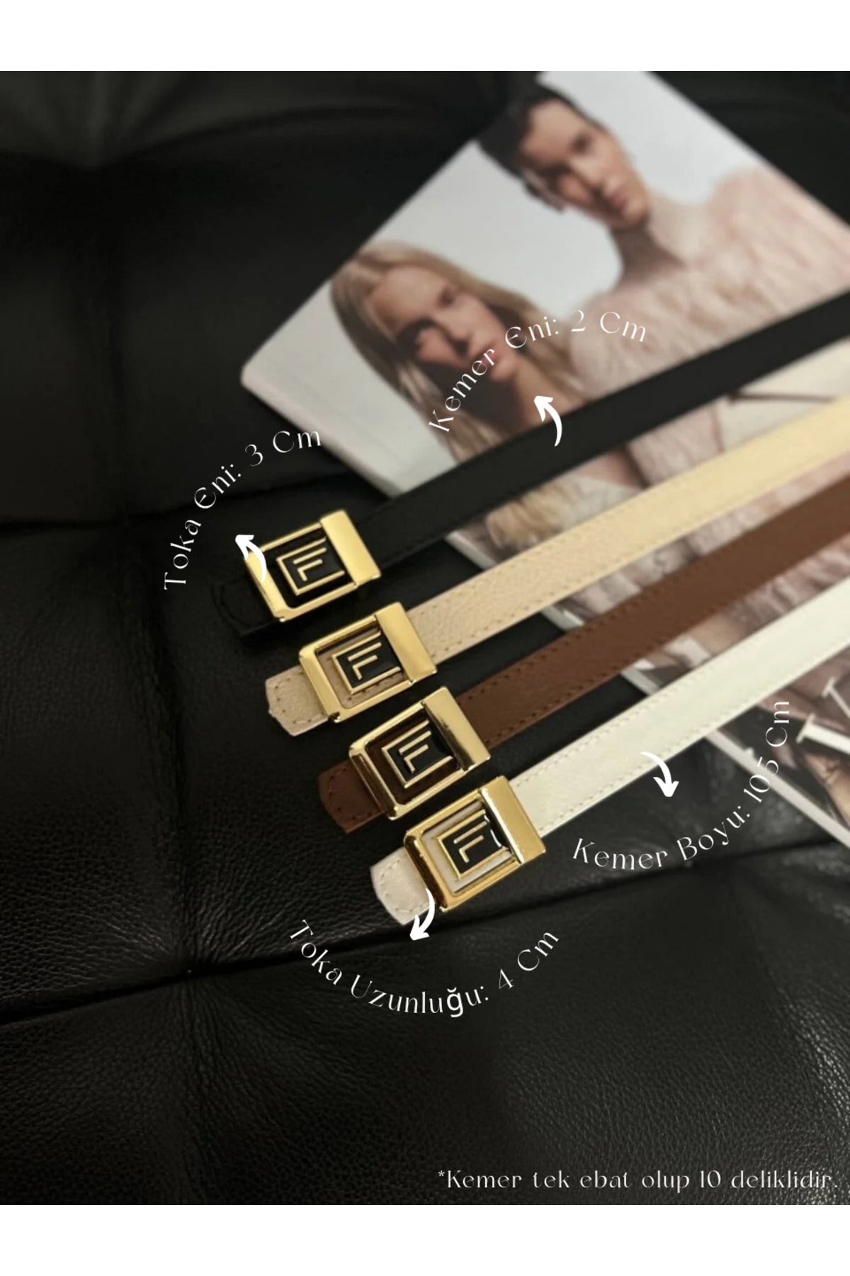 Image of 2'li F Logolu Gold-gümüş Tokalı Kadın Kemeri, Gold Kadın Kemeri, Pantolon Kemeri, Ceket Kemeri