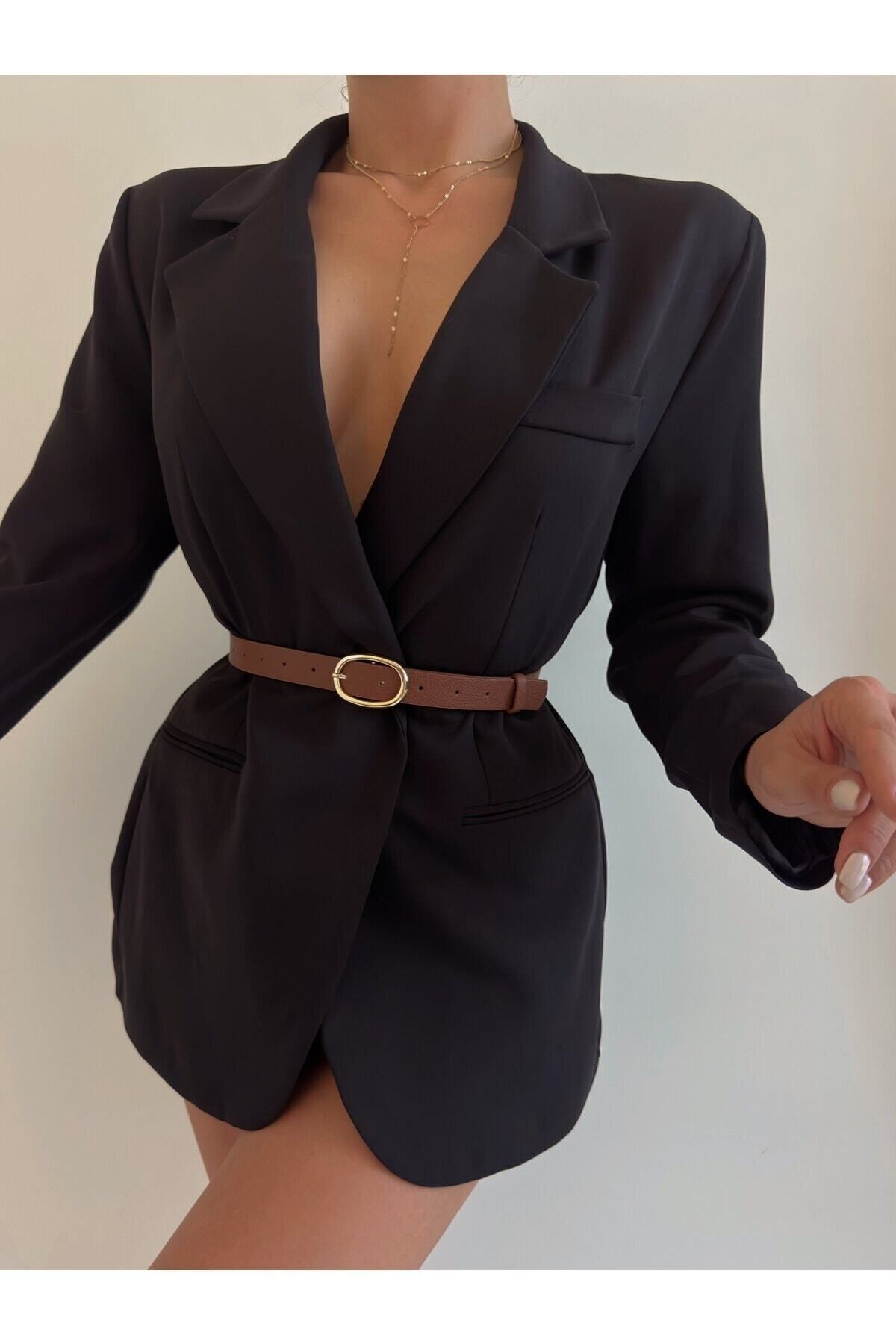 Image of Oval Gold Tokalı Kadın Pantolon Kemeri, Ceket Kemeri, Elbise Kemeri, Gömlek Kemeri