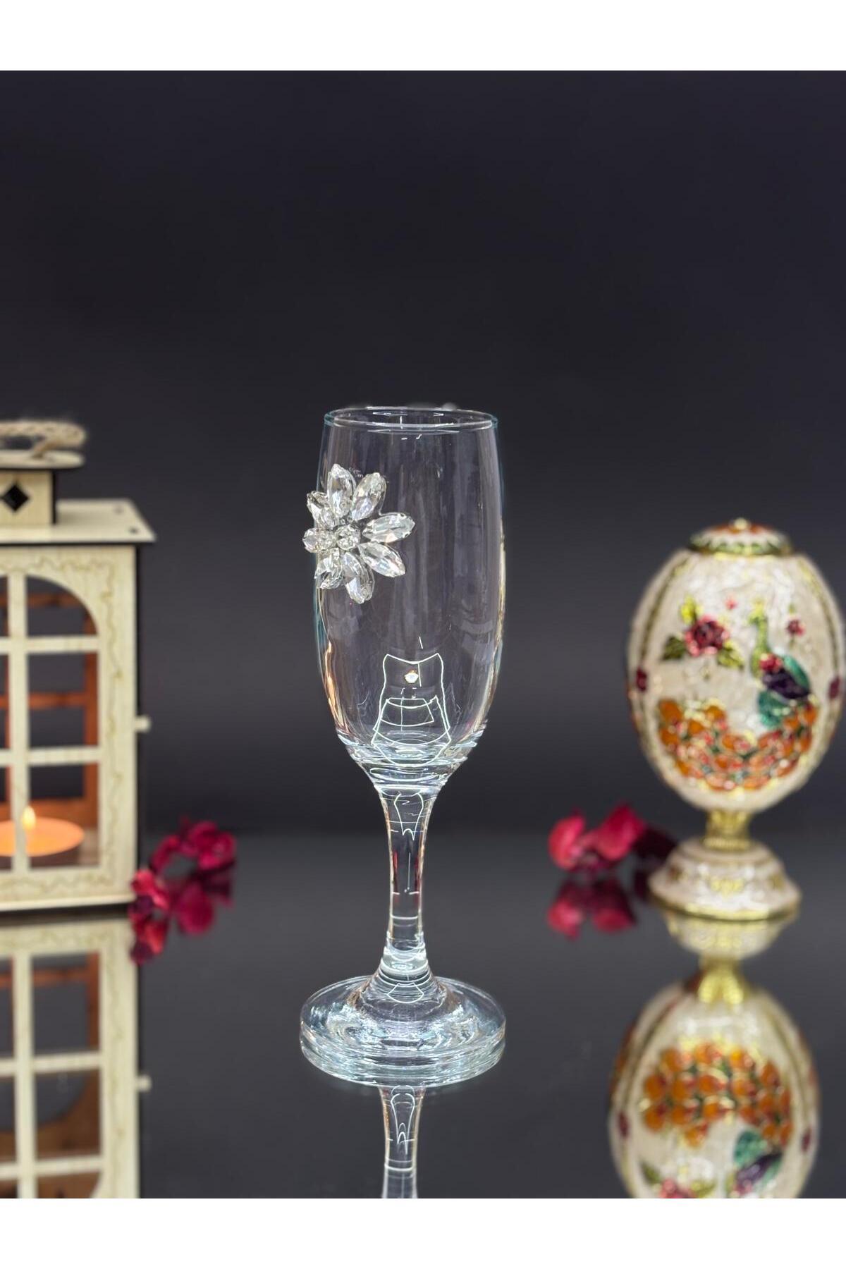 Image of Kristal Çiçekli Kahve Yanı 2’li – 190 ml