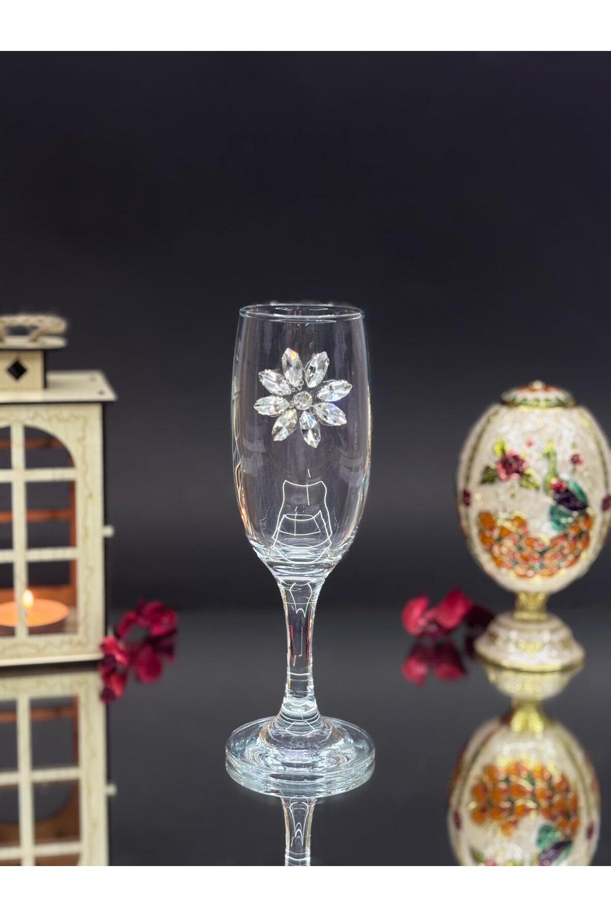 Image of Kristal Çiçekli Kahve Yanı 2’li – 190 ml