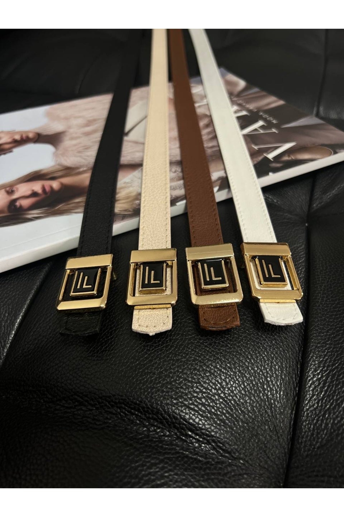 Image of 2'li F Logolu Gold-gümüş Tokalı Kadın Kemeri, Gold Kadın Kemeri, Pantolon Kemeri, Ceket Kemeri