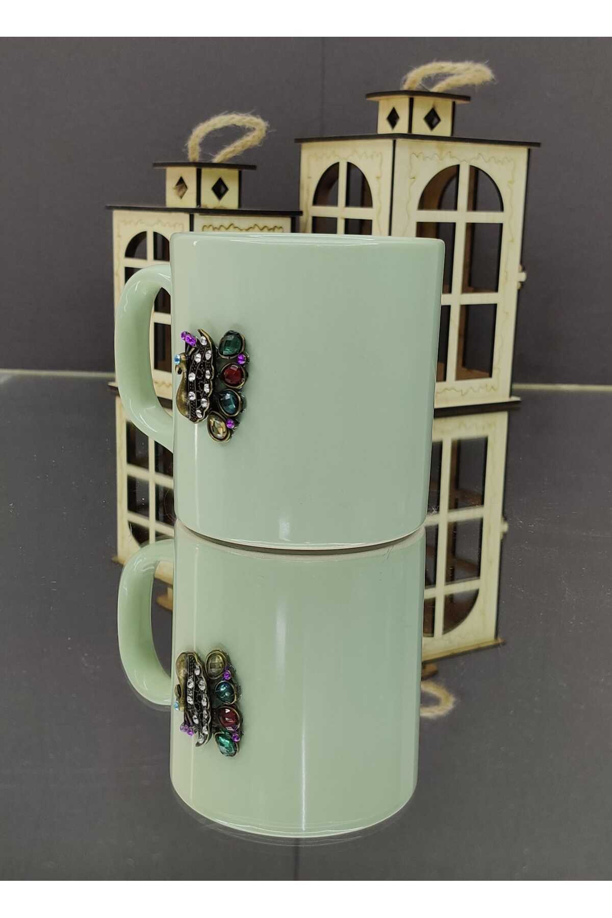 Image of Kuş Detay Kupa Bardak - Yeşil
