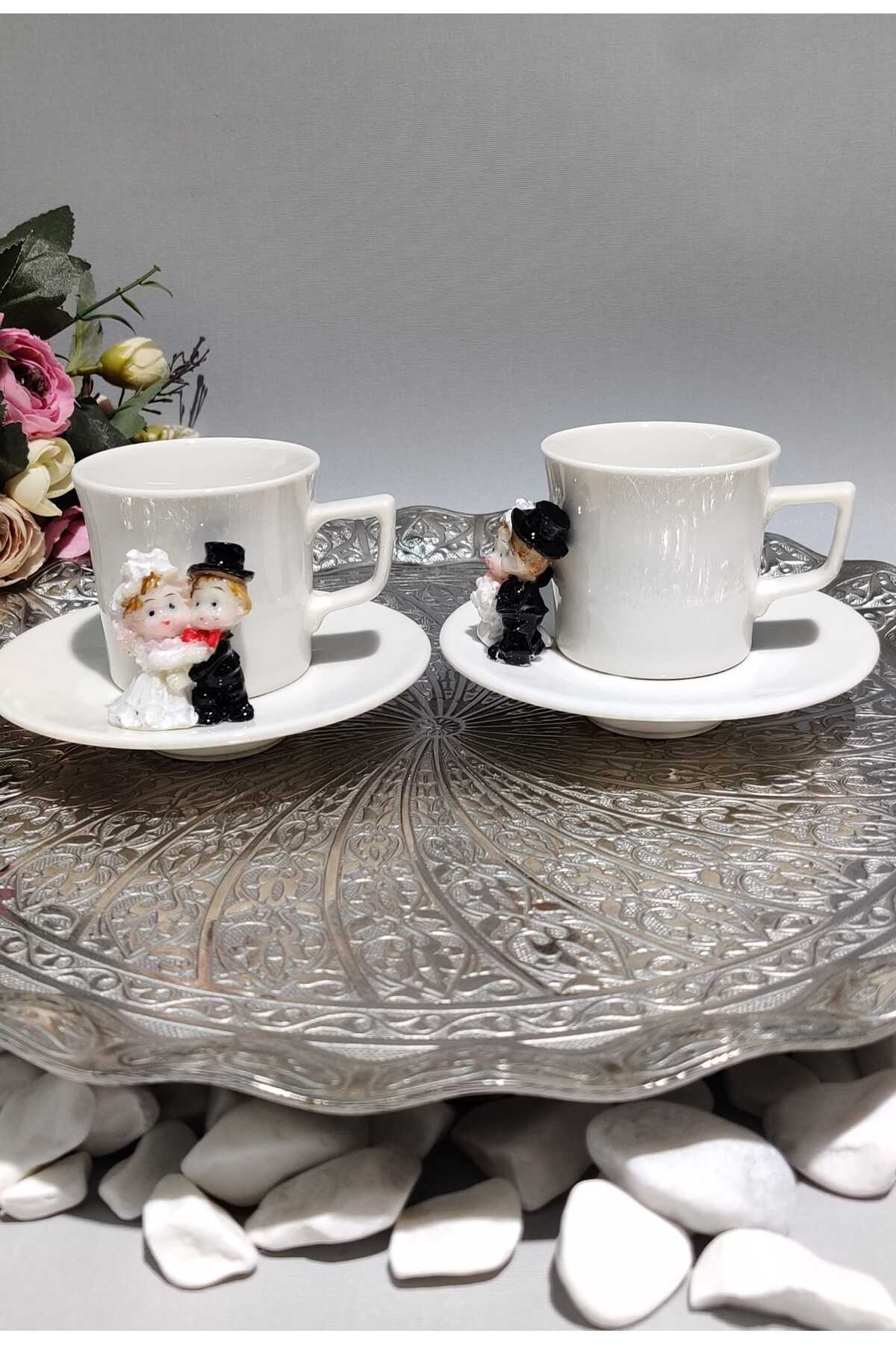 Image of Gelin Damat Motifli 2'li Porselen Fincan Takımı