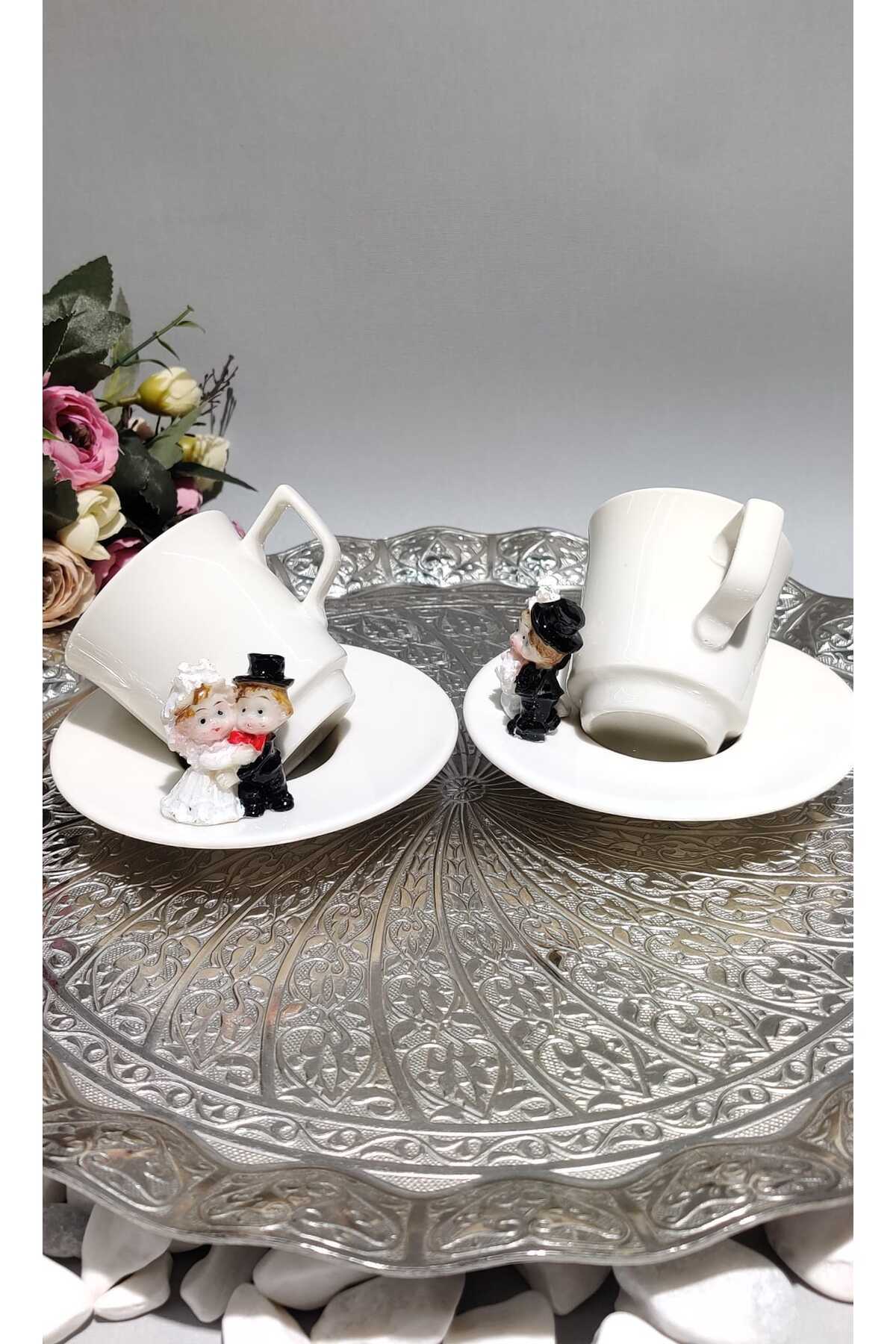 Image of Gelin Damat Motifli 2'li Porselen Fincan Takımı