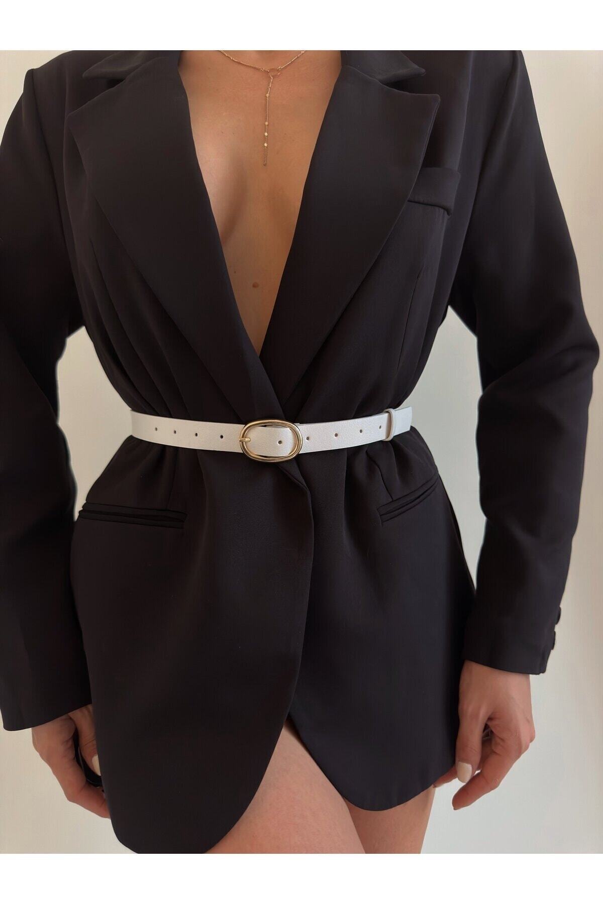 Image of Oval Gold Tokalı Kadın Pantolon Kemeri, Ceket Kemeri, Elbise Kemeri, Gömlek Kemeri